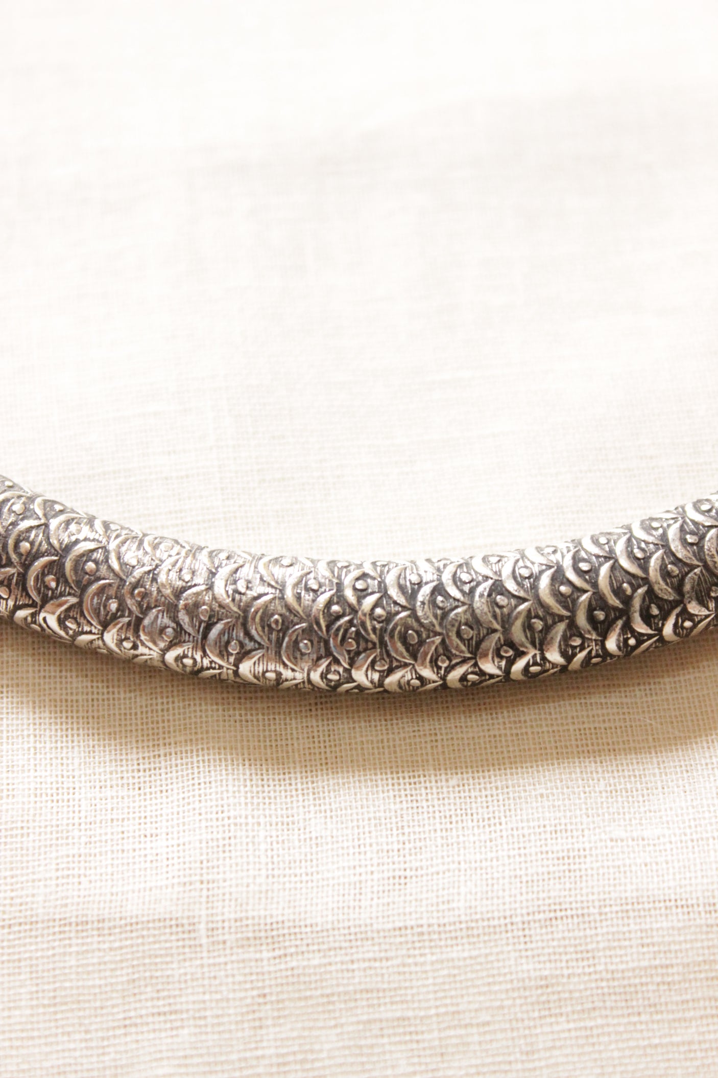 Intricately Detailed Oxidised Finish Silver Plated Hasli Necklace