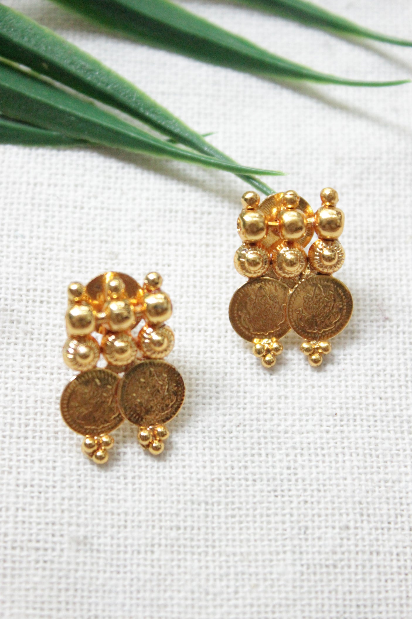 Gold Plated Multi-Layer Stamped Coins Temple Jewelry Necklace Set