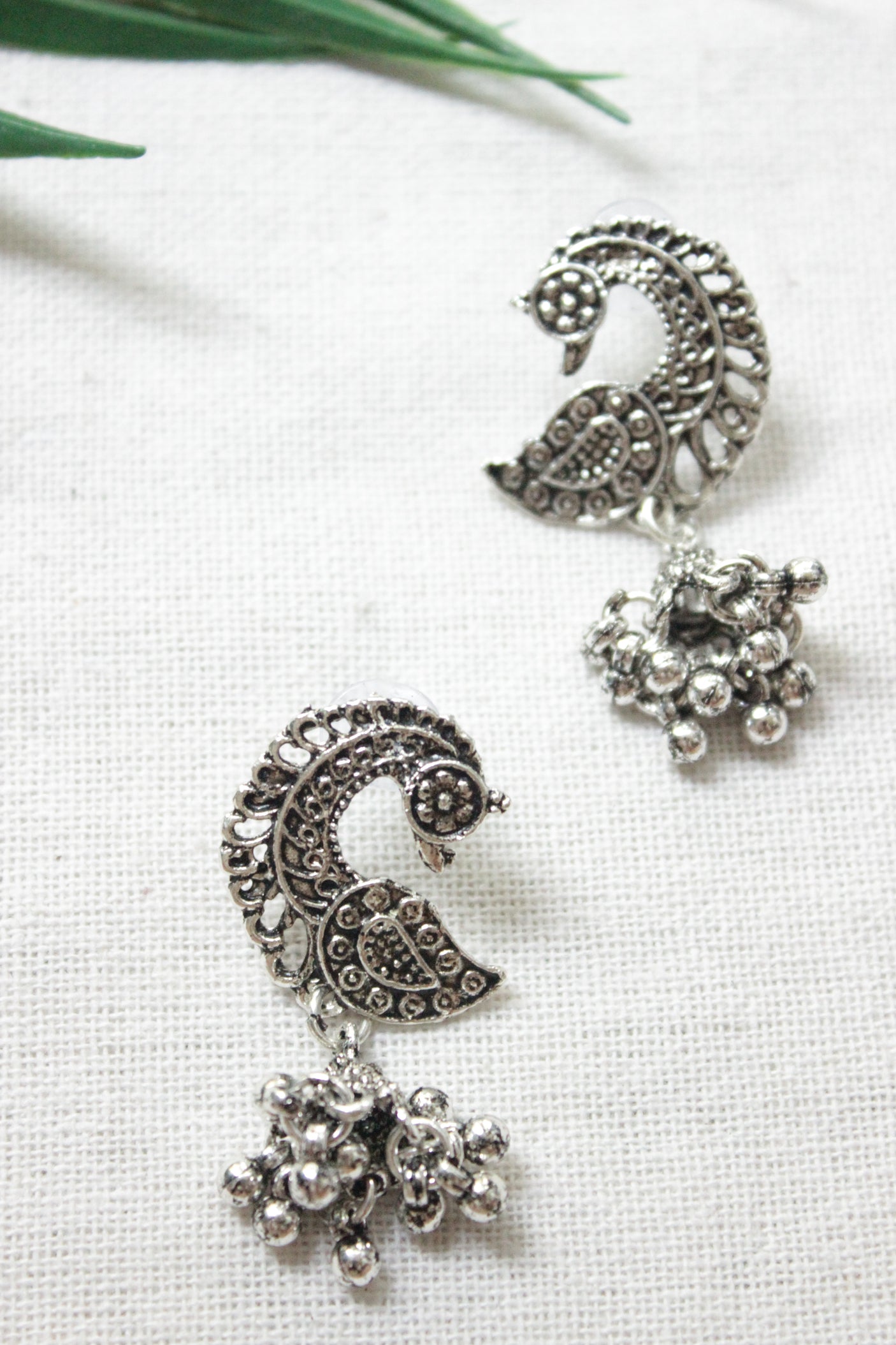 Oxidised Finish Peacock Motif Choker Necklace Set