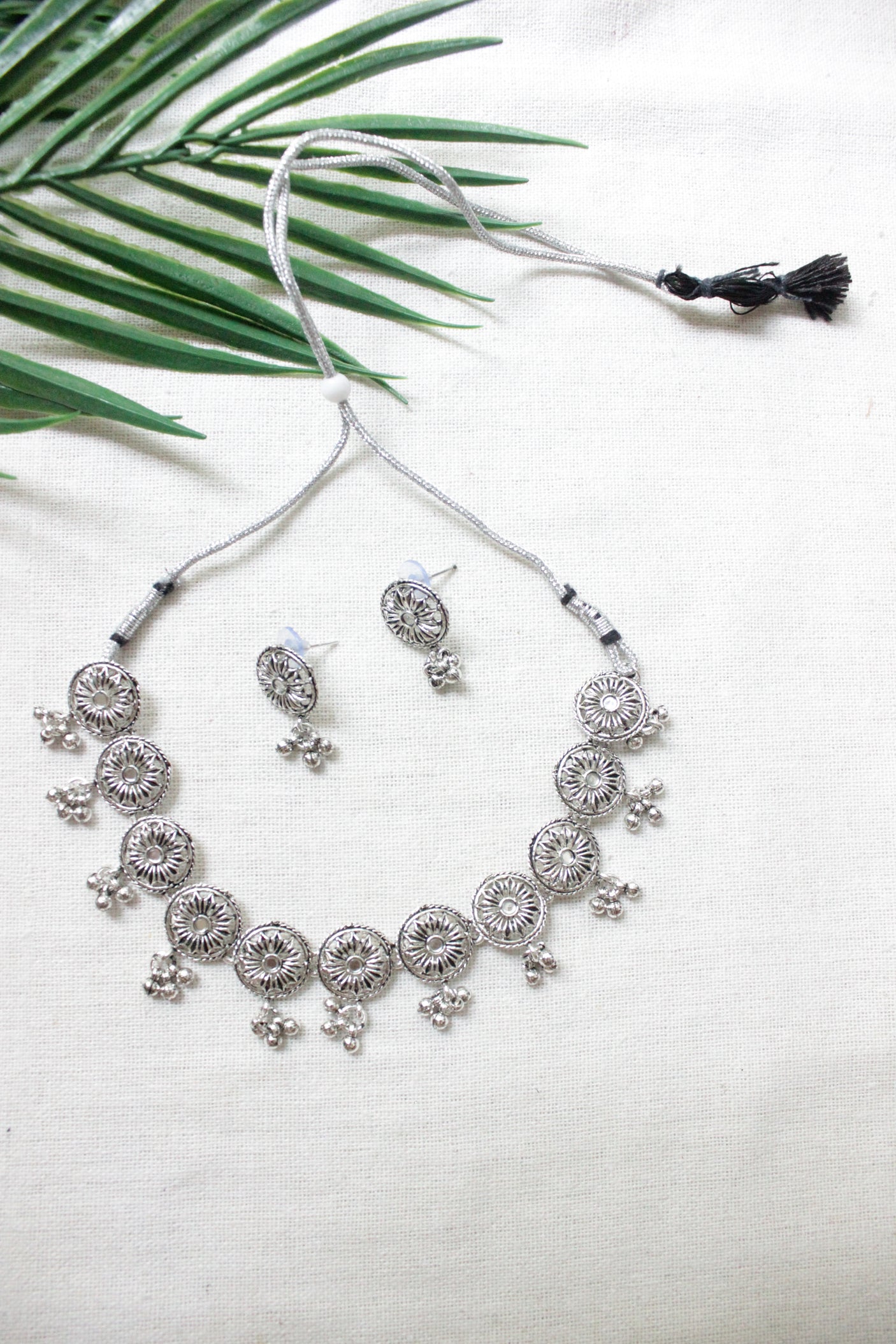 Circular Spiral Adjustable Length Choker Necklace Set