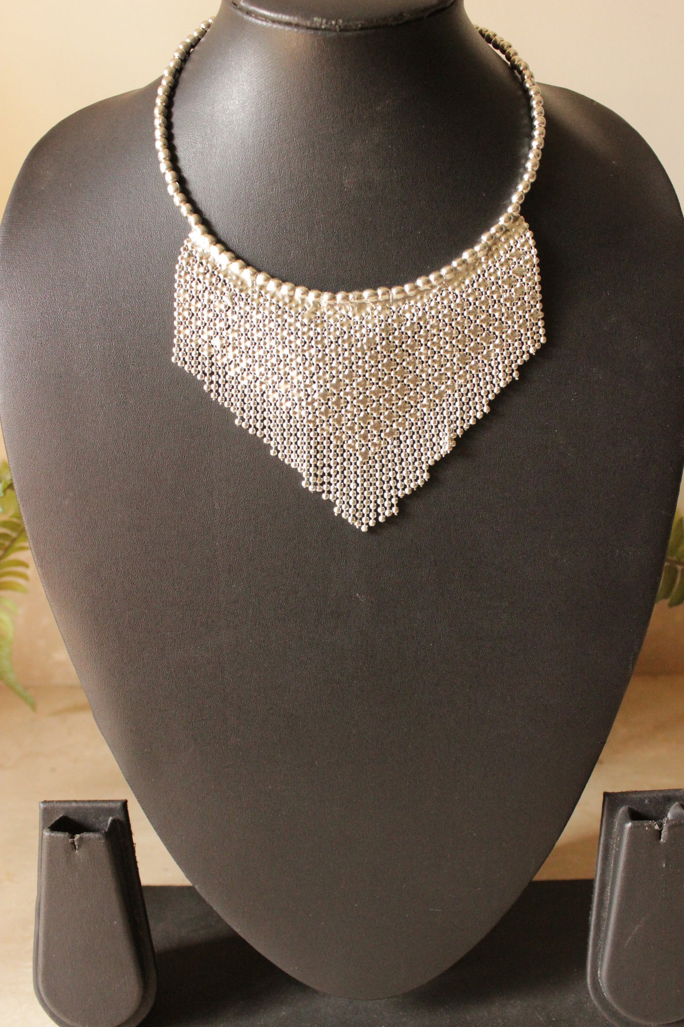 Silver Finish Brass Hasli Style Banjara Necklace