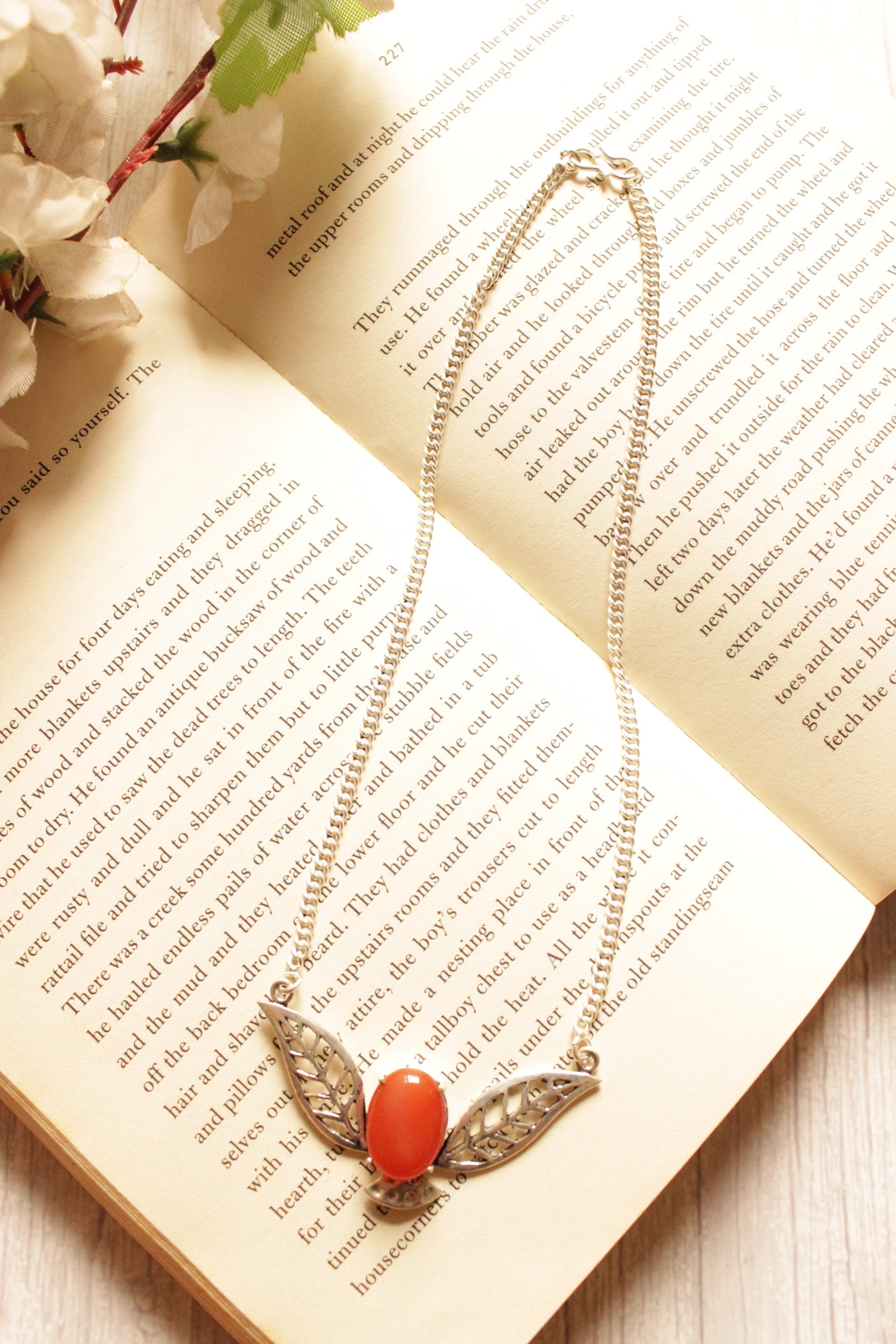 Carnelian Gemstone Ethnic Handmade Silver Plated Necklace