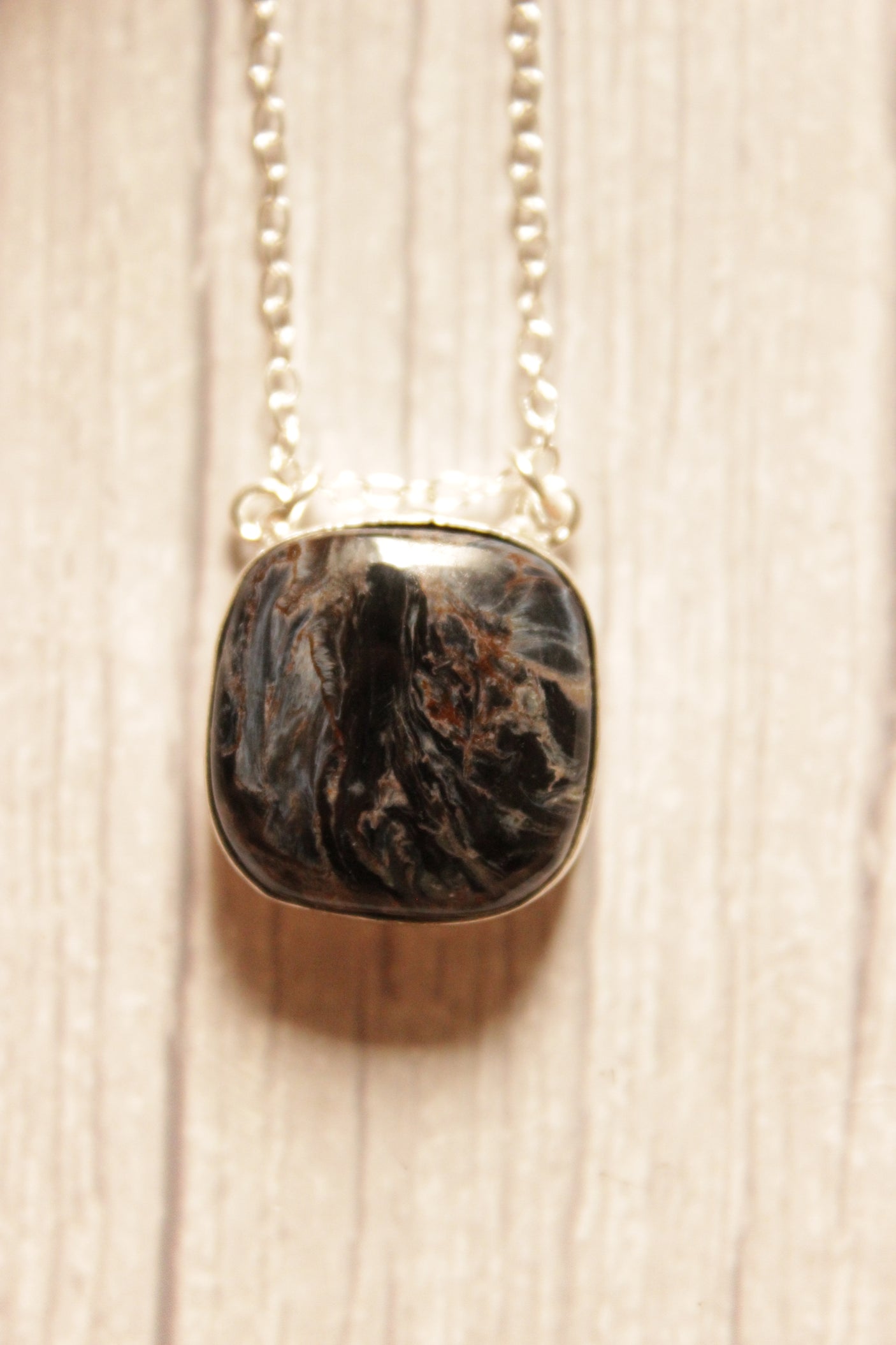 Pietersite Gemstone Silver Plated Brass Necklace