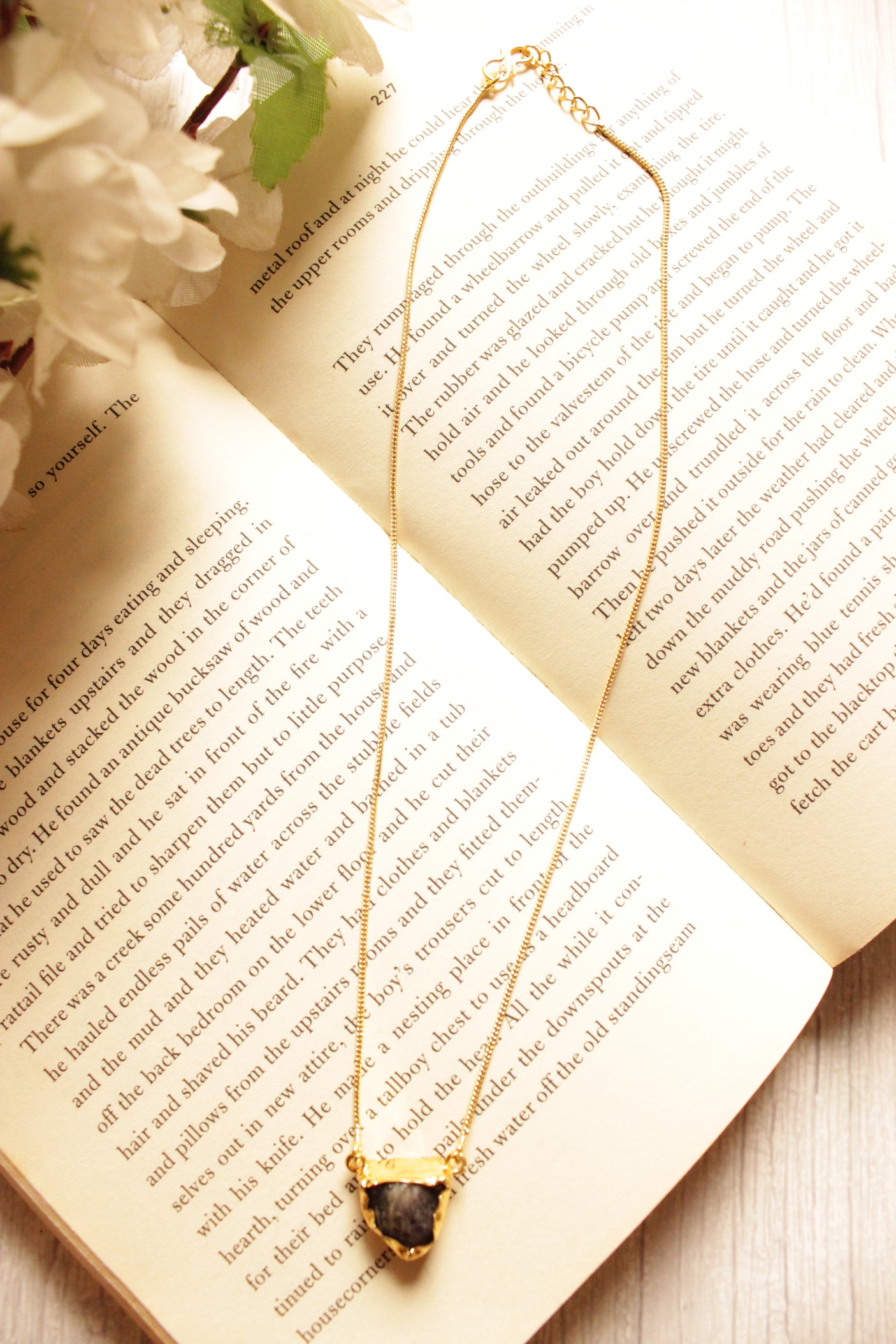 Amethyst Rough Gemstone Gold Plated Brass Chain Necklace