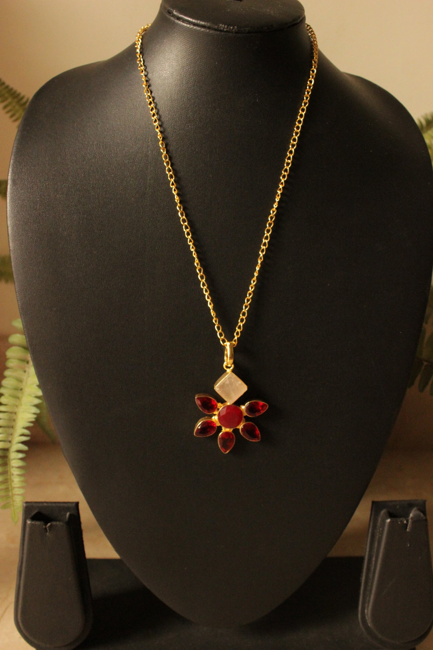 Baroque Pearl Garnet Quartz Gold Plated Necklace