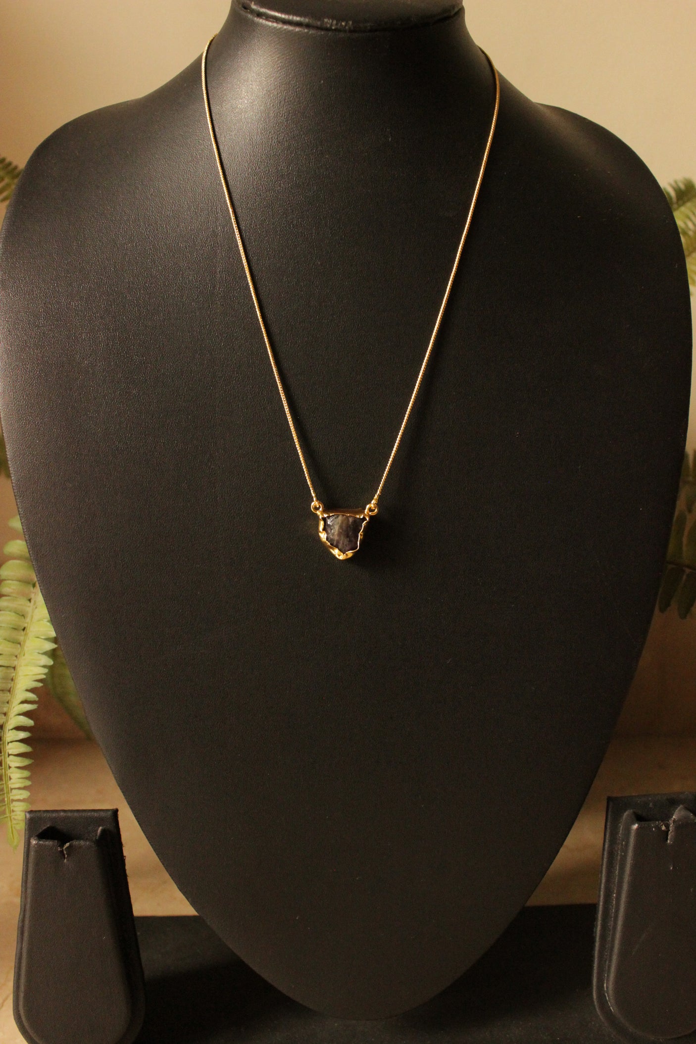 Amethyst Rough Gemstone Gold Plated Brass Chain Necklace