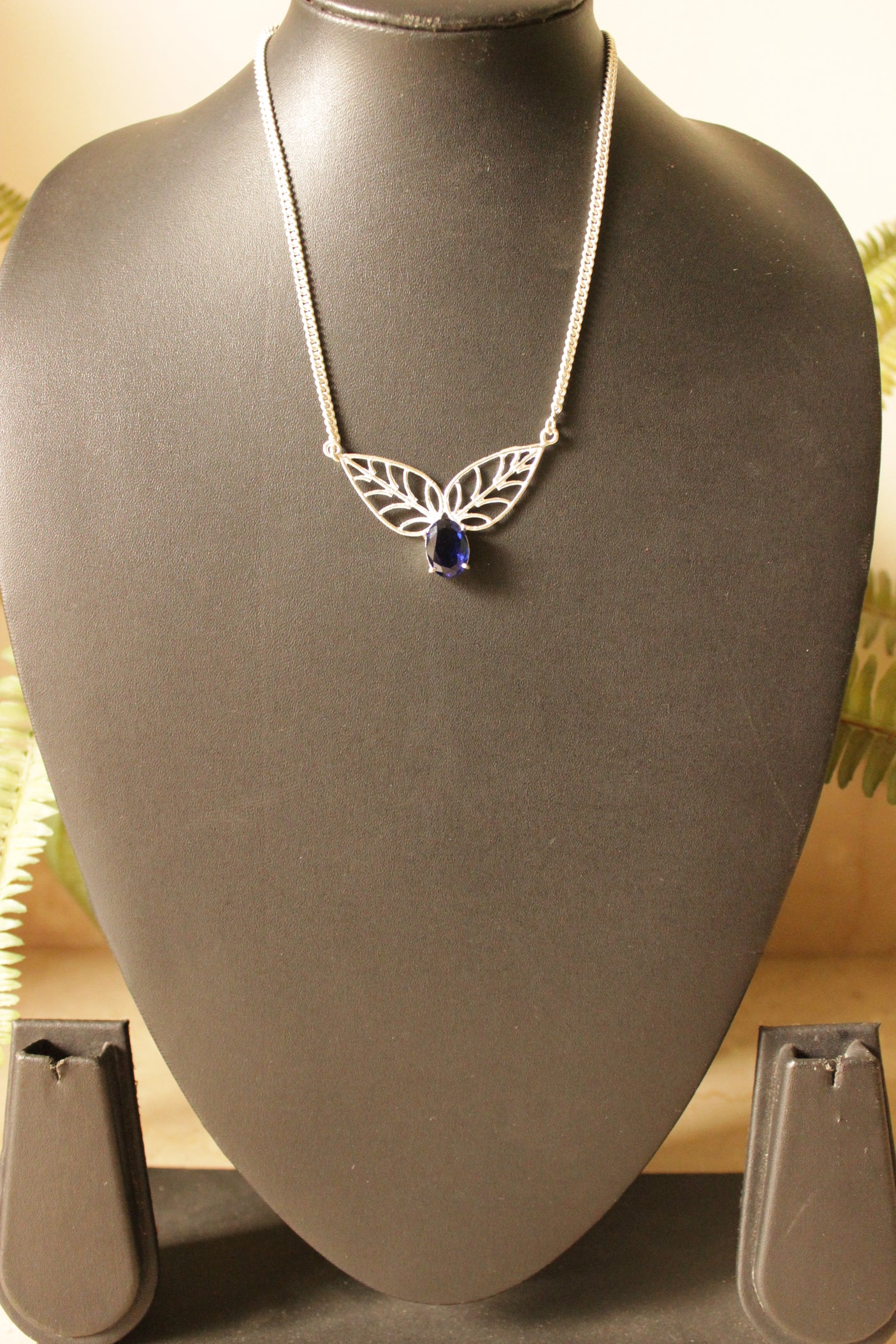 Blue Quartz Gemstone Silver Plated Necklace