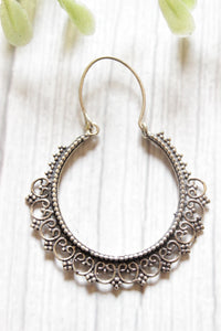 Petite Silver Finish Circular Brass Earrings