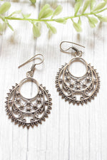 Load image into Gallery viewer, Concentric Circles Sun Motifs Oxidised Finish Brass Earrings
