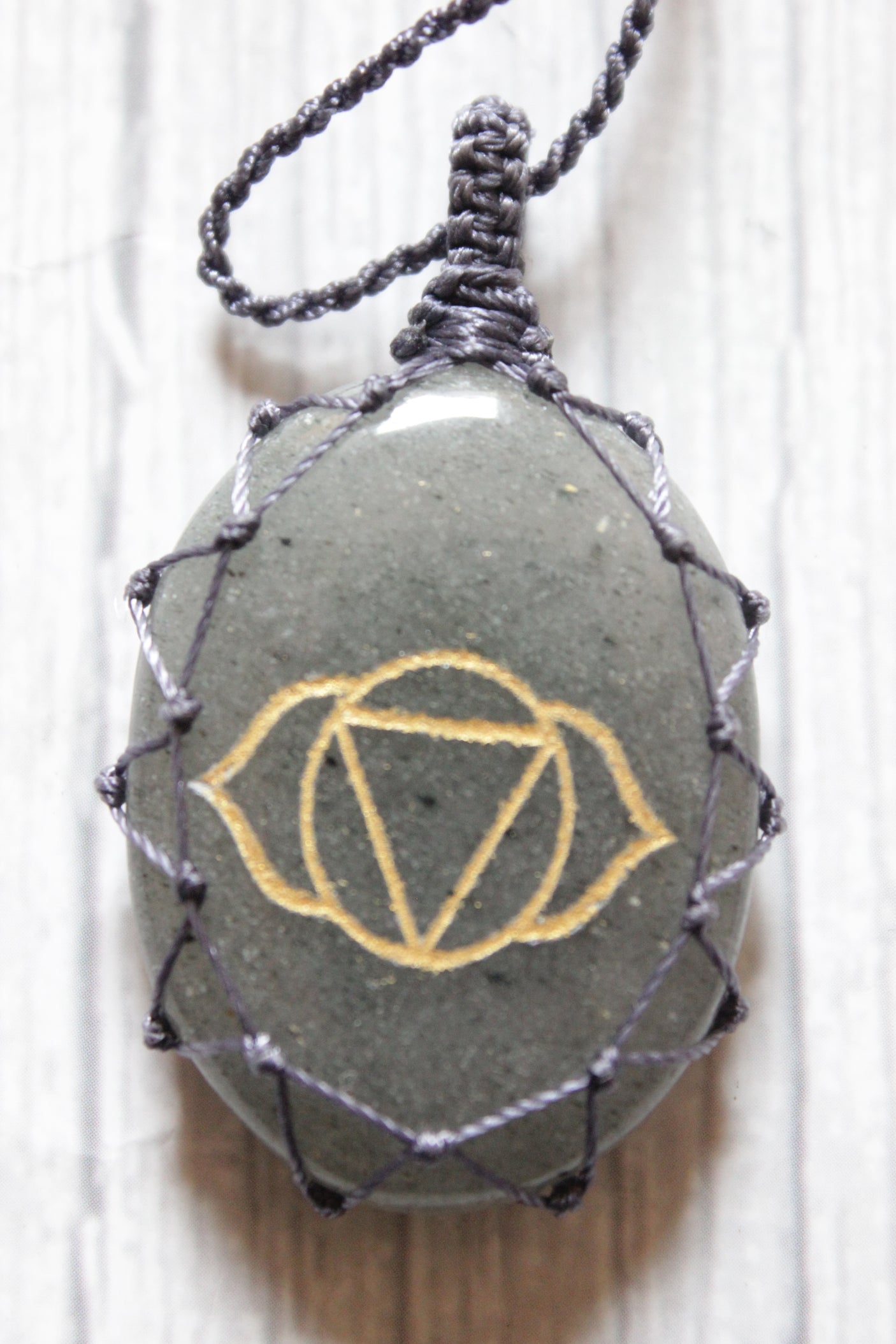 Grey Natural Gemstone Mesh Rope Necklace