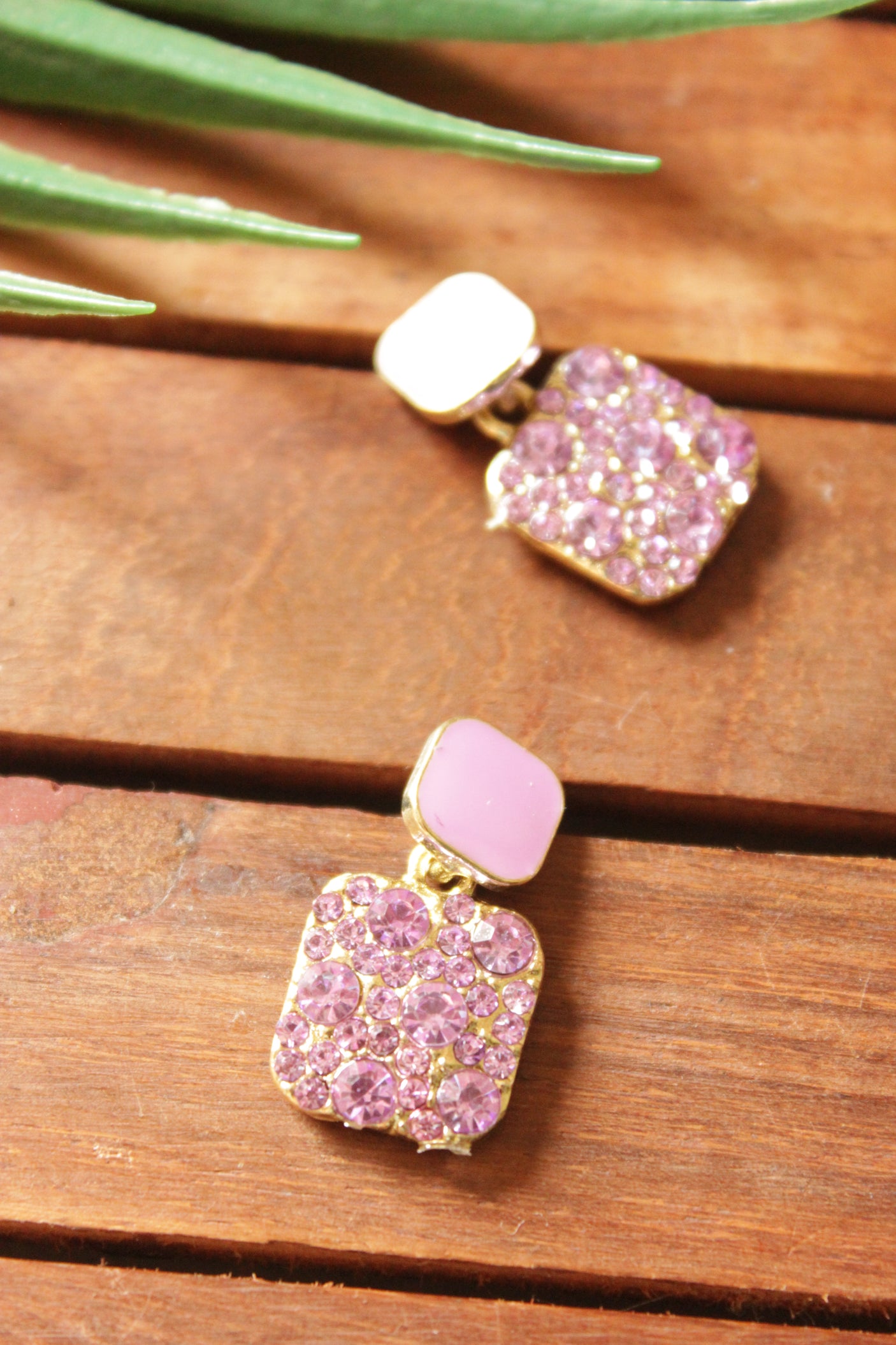 Anti Tarnish Purple Stud Earrings