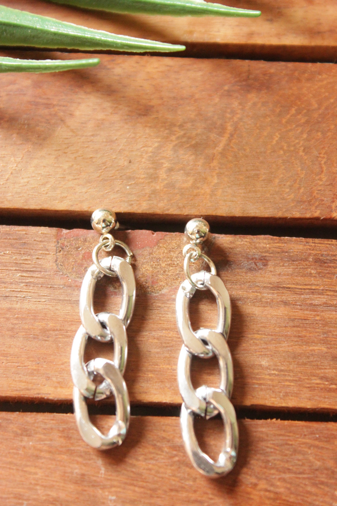 Silver Toned Chain Earrings