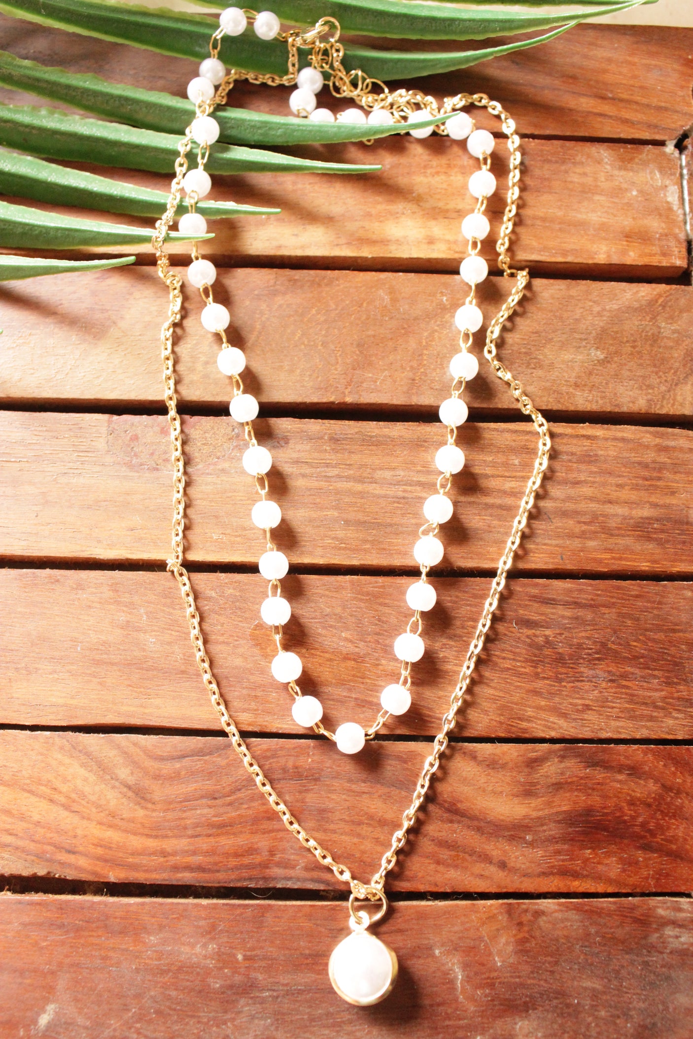2 Layer Gold Toned Handmade Pearl Necklace