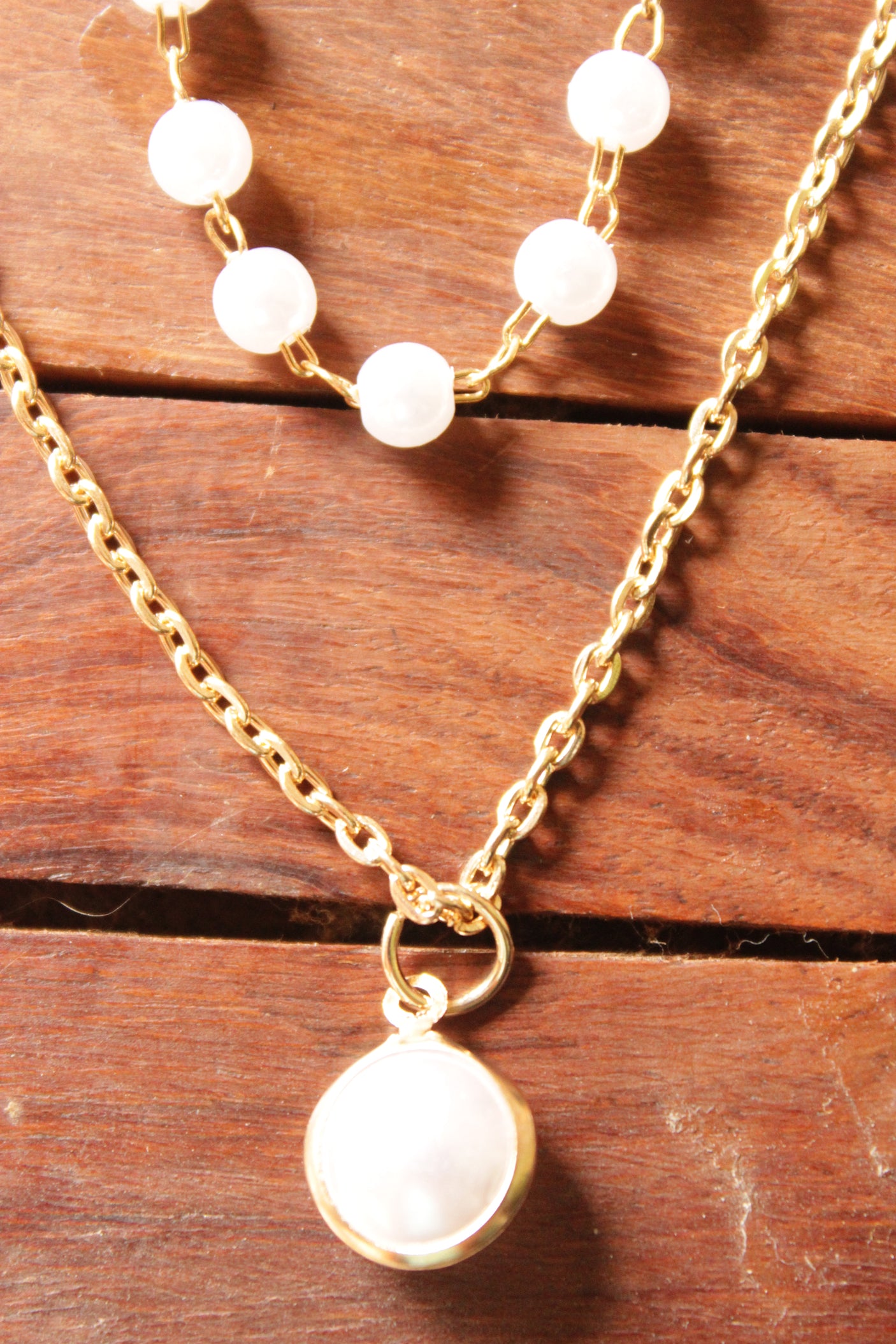 2 Layer Gold Toned Handmade Pearl Necklace