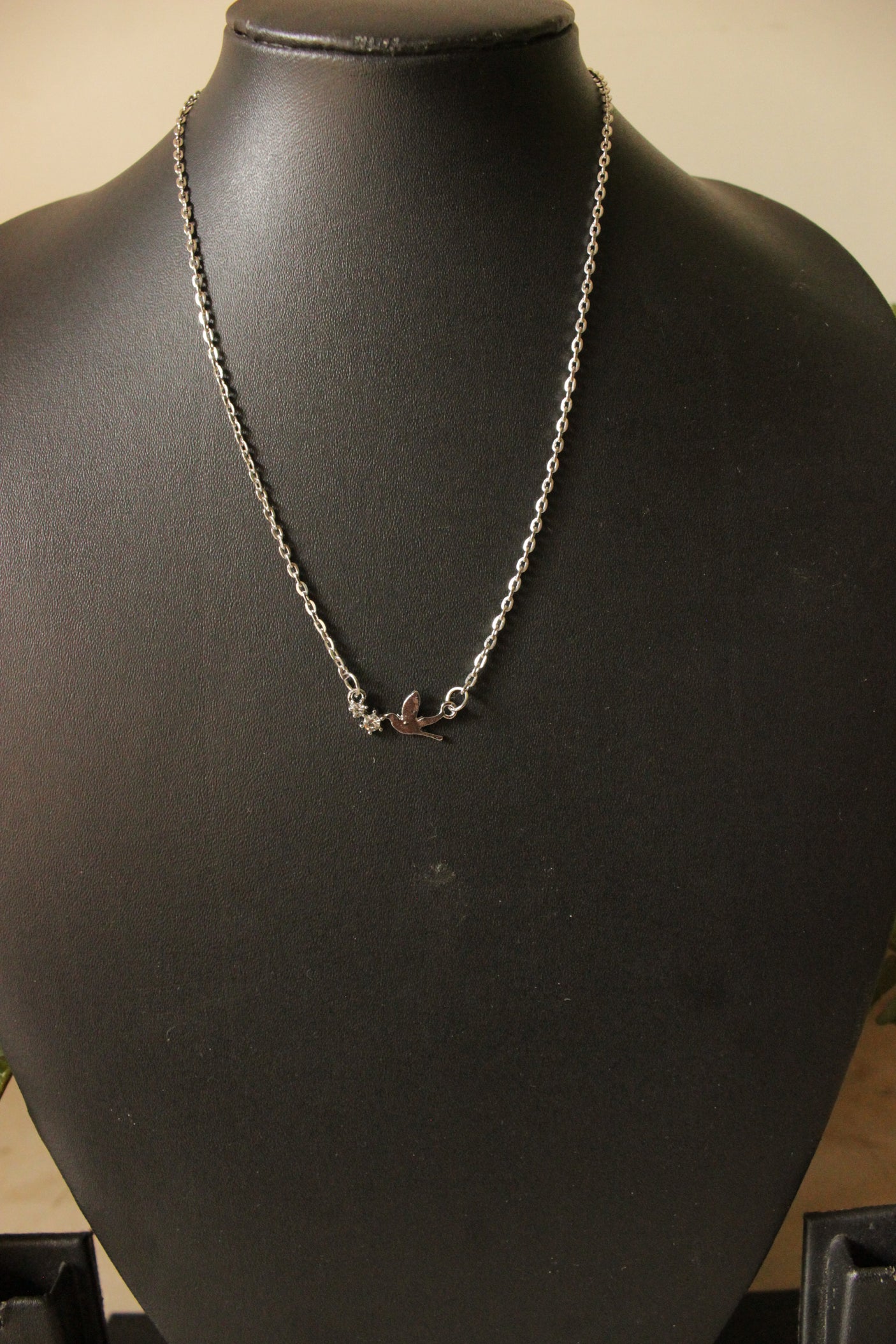 Gold Toned Swallow Bird Pendant Necklace