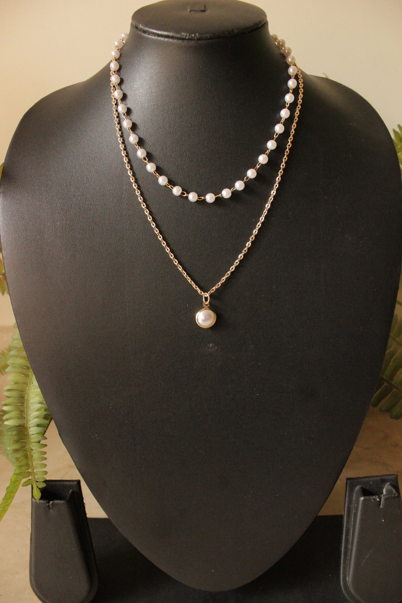 2 Layer Gold Toned Handmade Pearl Necklace