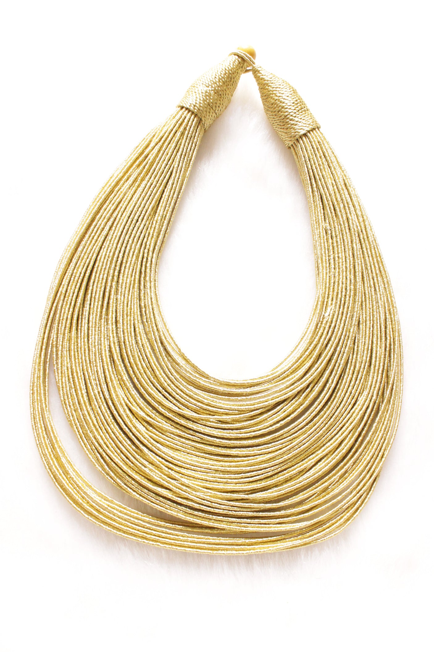 Muted Beige Handmade Silk Threads Multi-Layer Statement African Choker Necklace