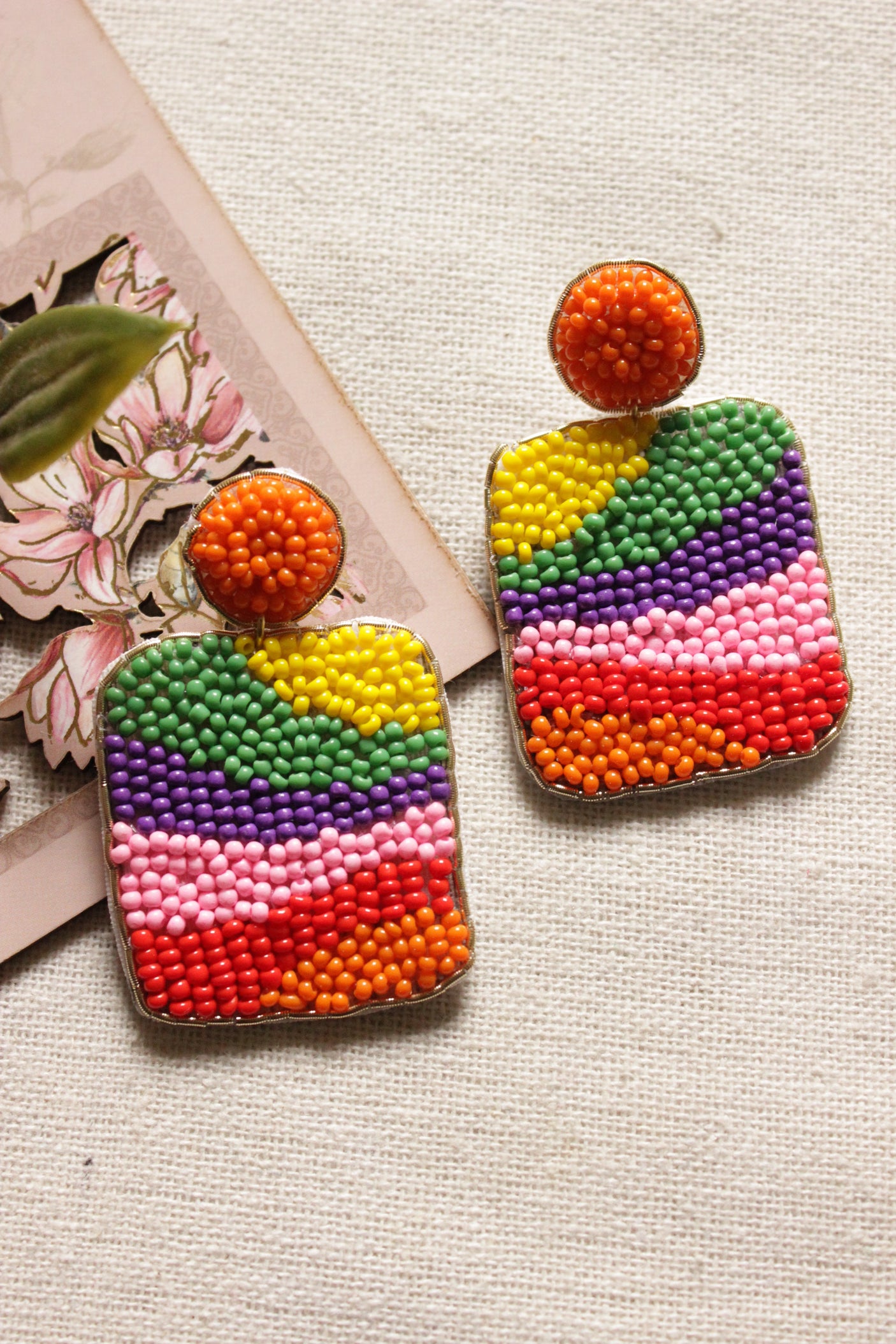 Handmade Multi-Color Beaded Earrings