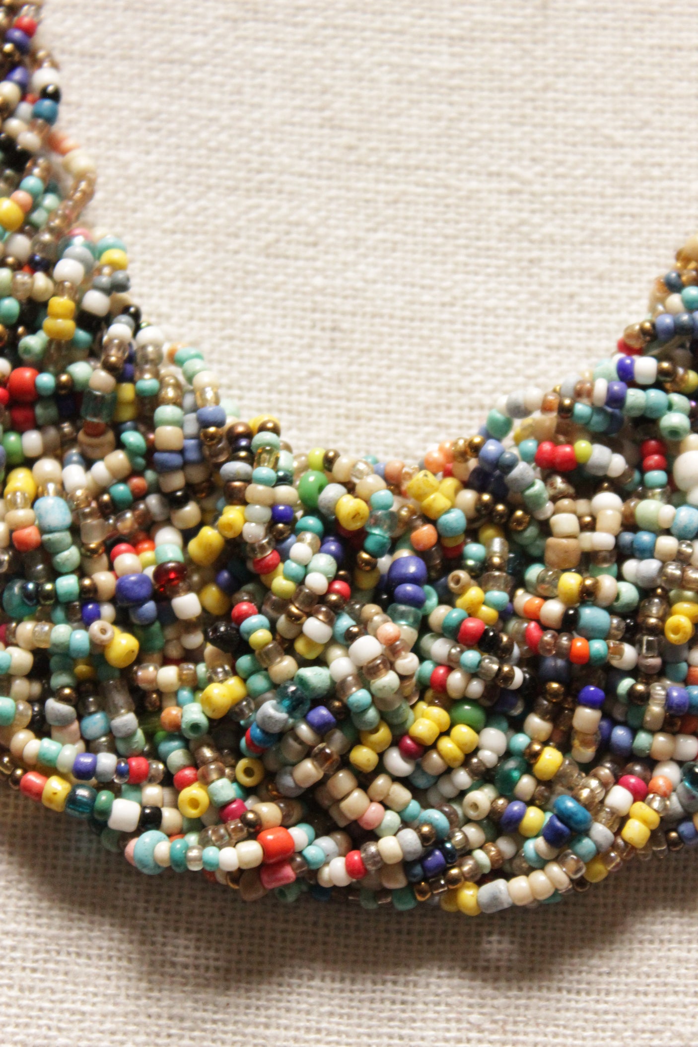Multi-Color Criss-Cross Hand Braided Beaded Necklace