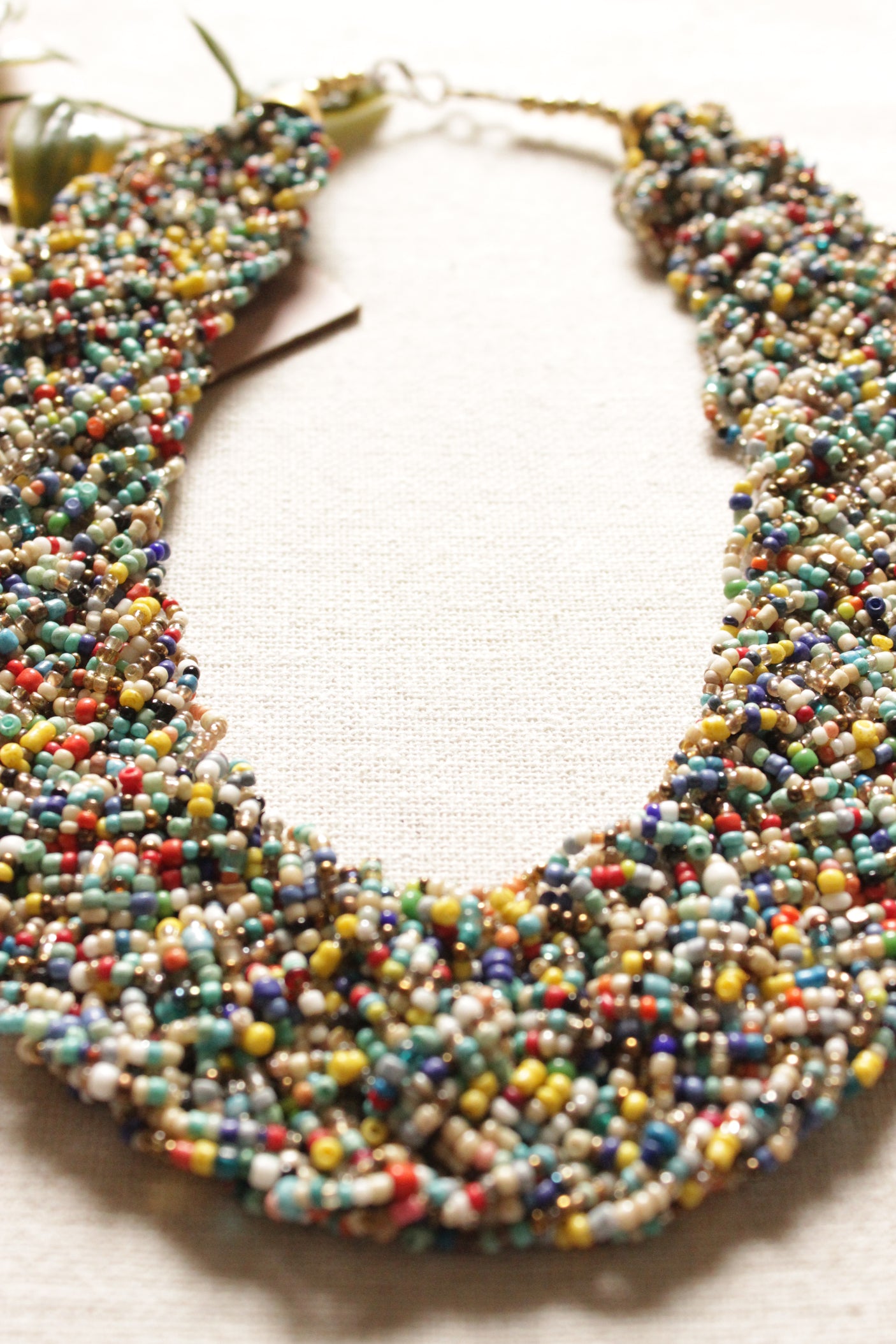 Multi-Color Criss-Cross Hand Braided Beaded Necklace