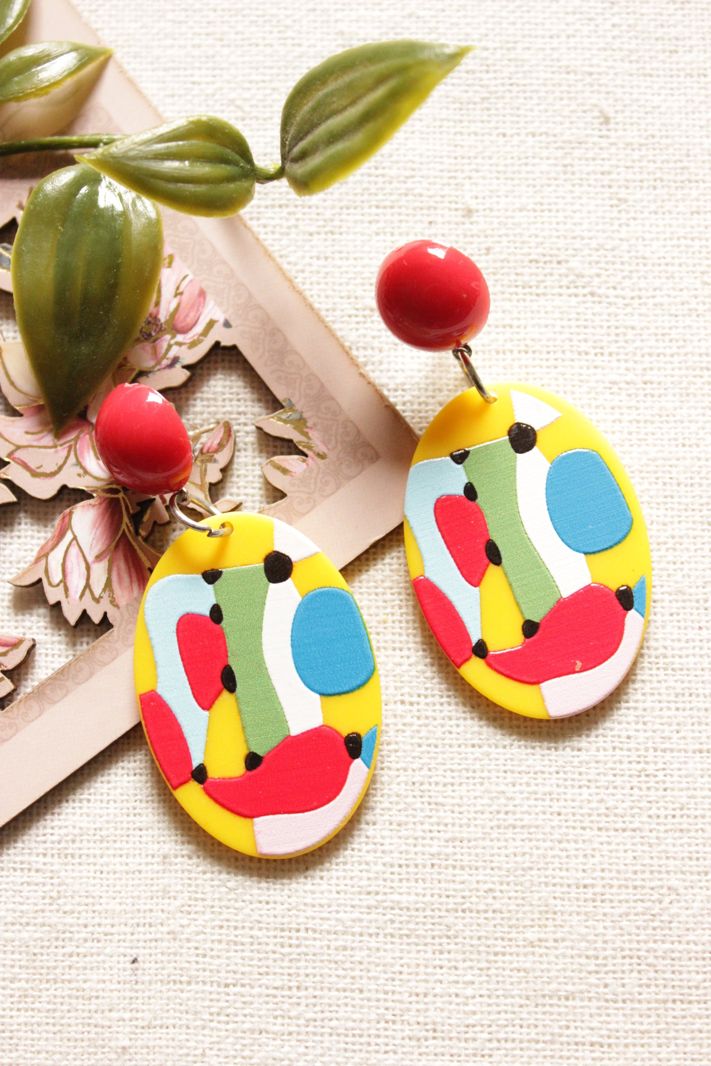 Vibrant Multi-Color Abstract Shape Acrylic Earrings