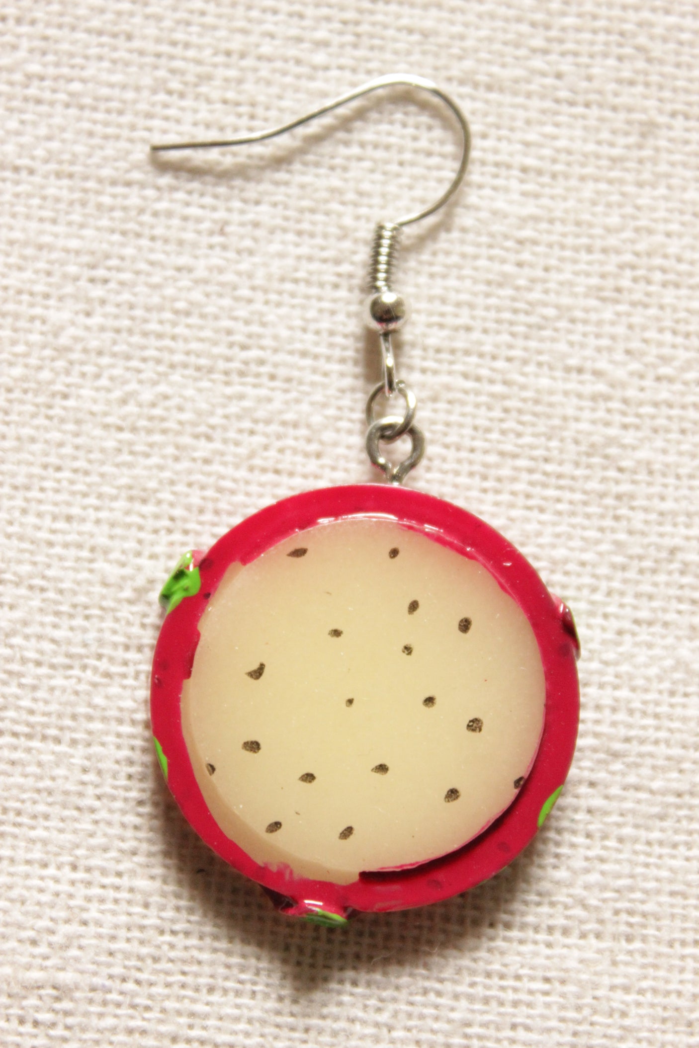 Off-White and Fuchsia Dragon Fruit Earrings