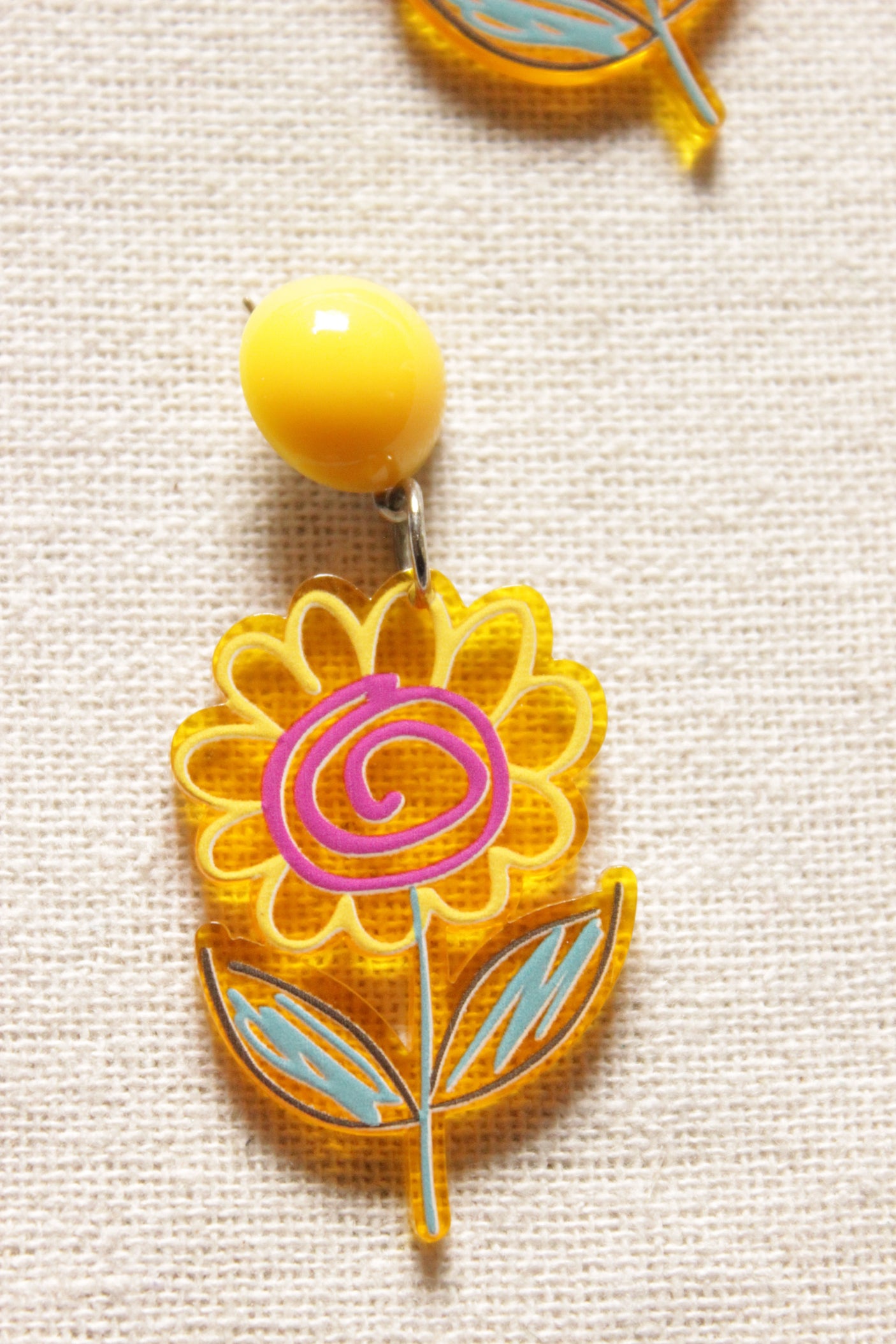 Flower Shape Handpainted Acrylic Earrings