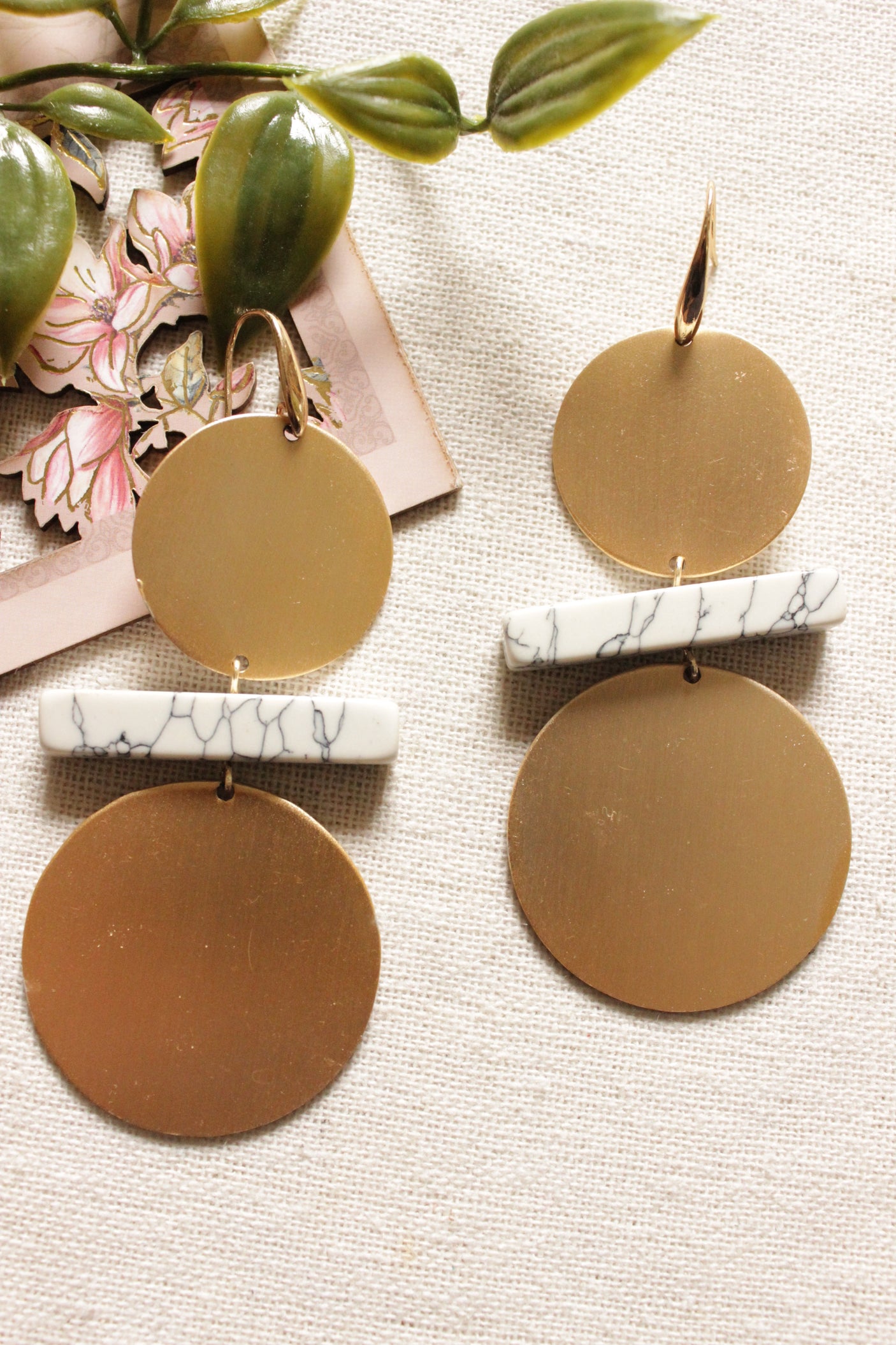 Circular Gold 2 Layer Metal Earrings