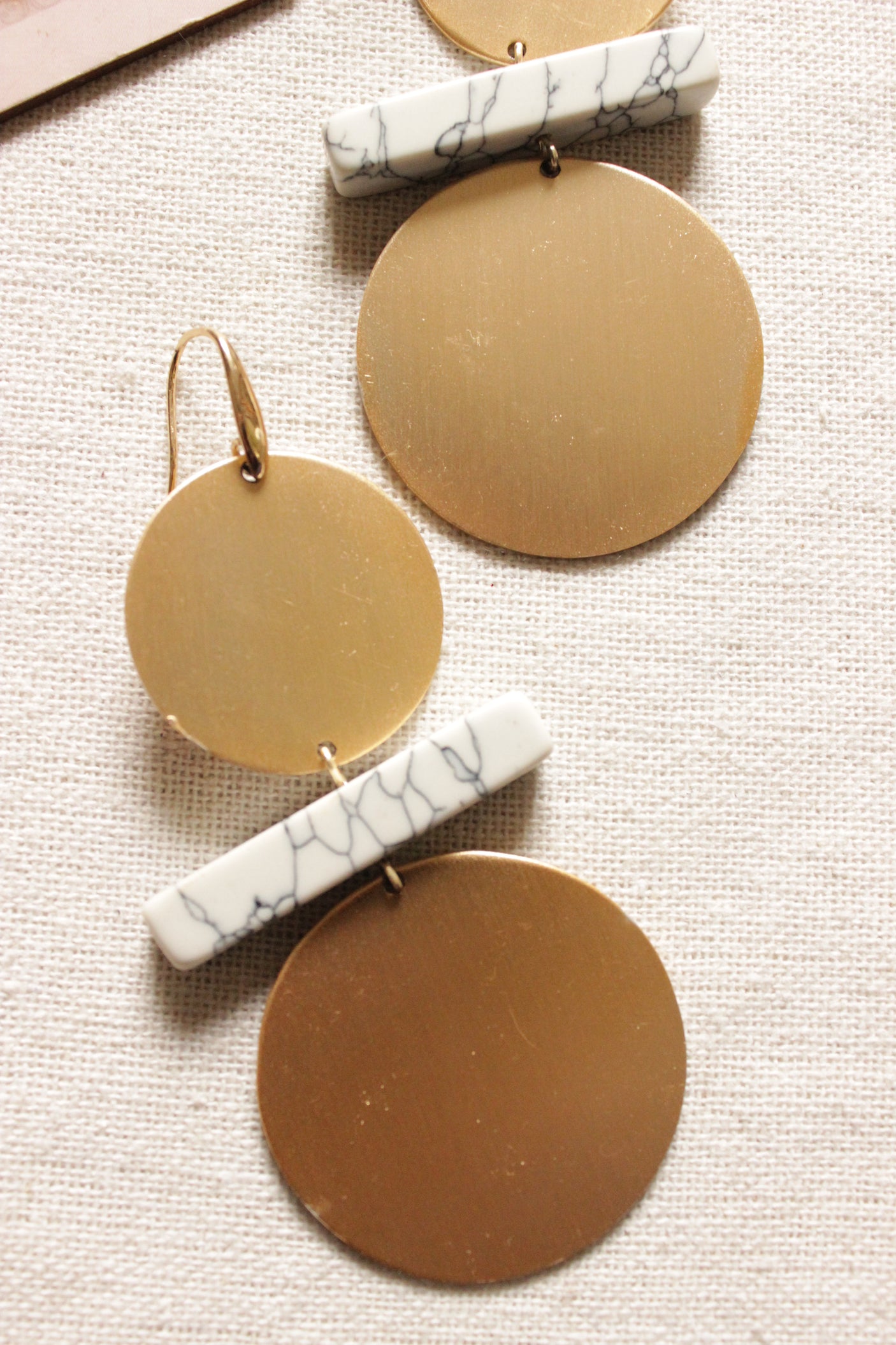 Circular Gold 2 Layer Metal Earrings