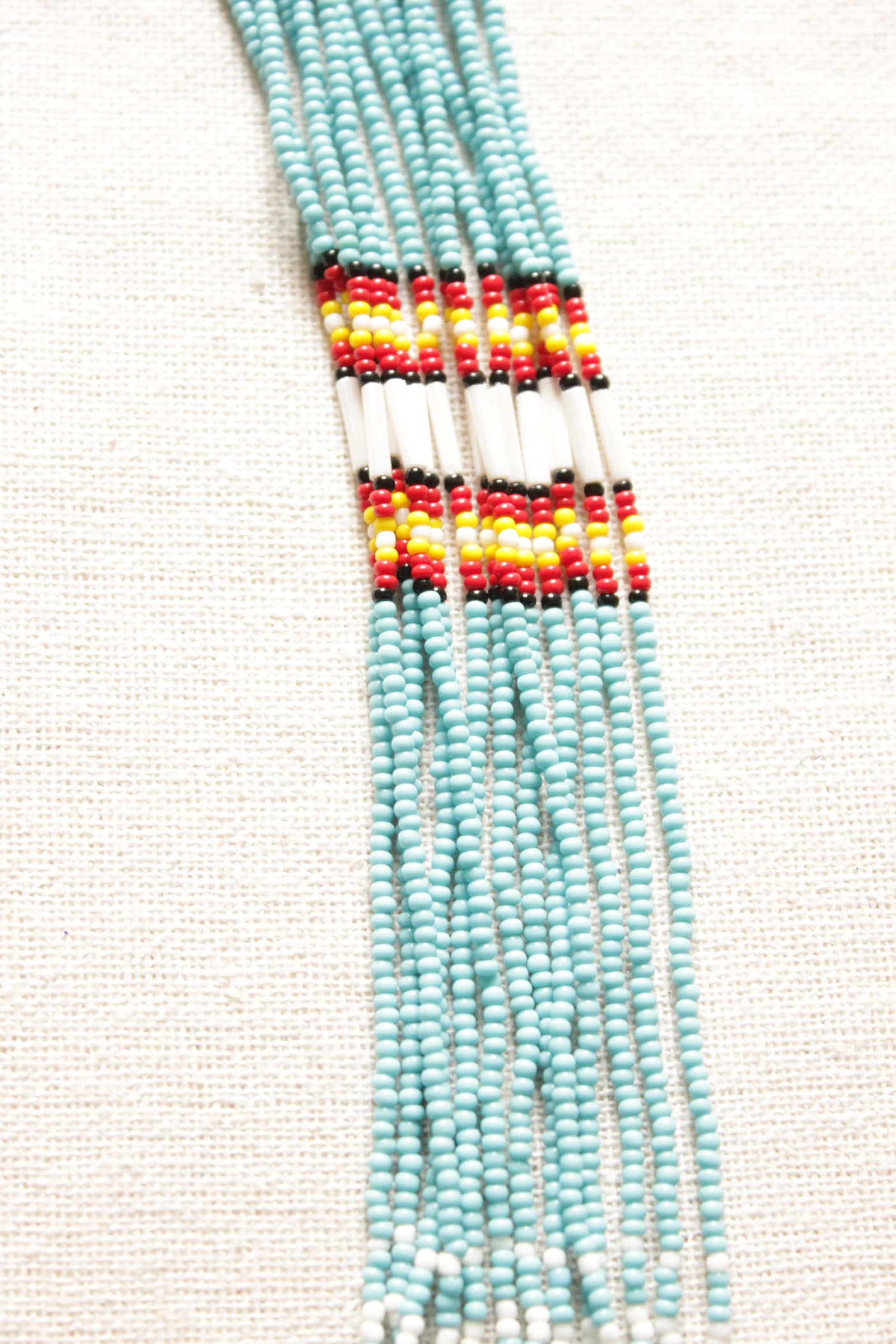 Handmade Seed Beads Shades of Blue and Red Multi-Layer Beaded Necklace