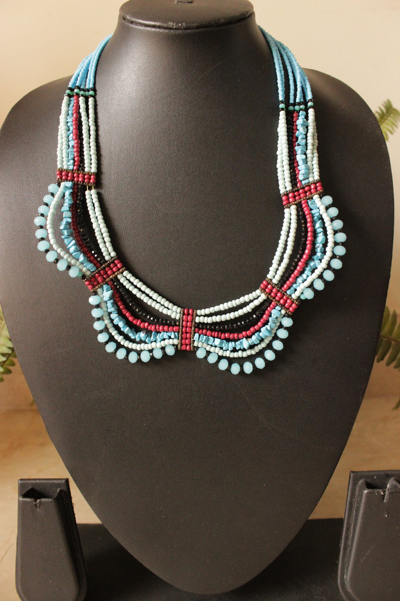 Shades of Blue 7 Layers Handmade Beaded Necklace