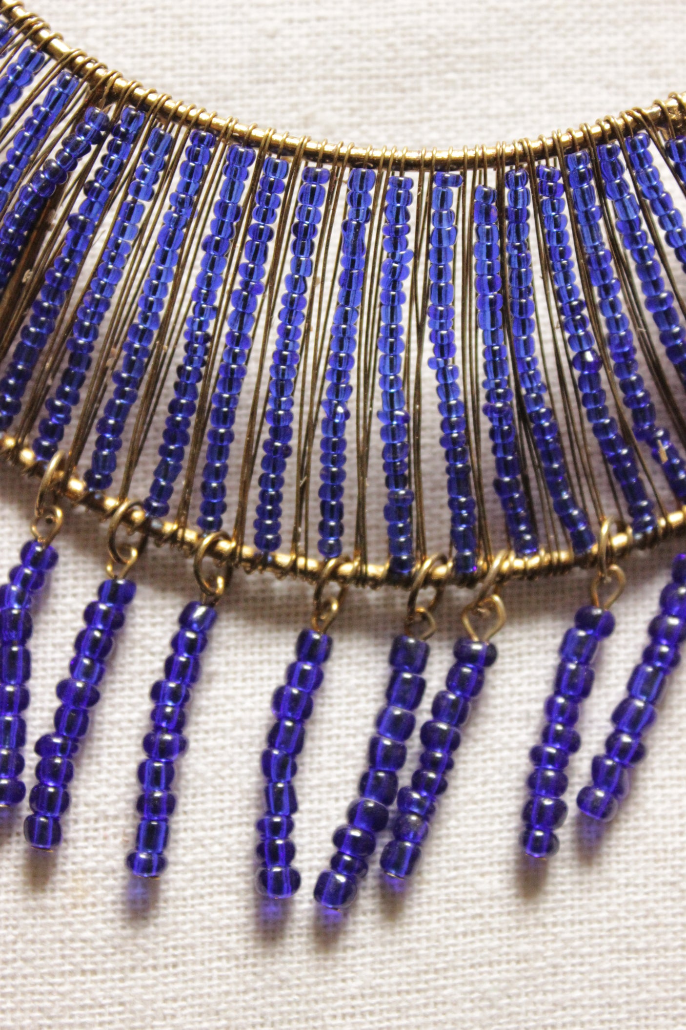 Purple Beads Handmade Gold Toned Adjustable Length Hasli Style Necklace Set