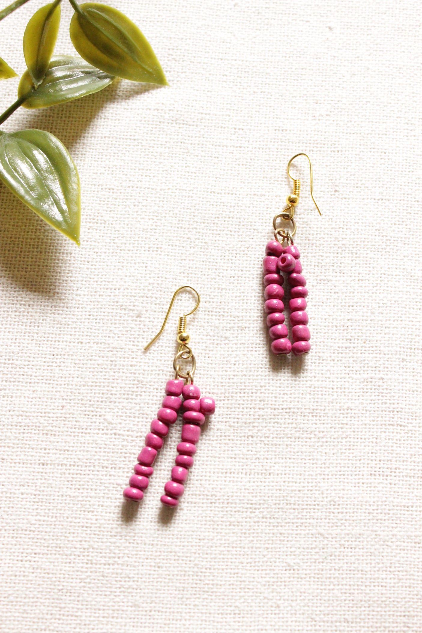 Pink Beads Handmade Gold Toned Adjustable Length Hasli Style Necklace Set