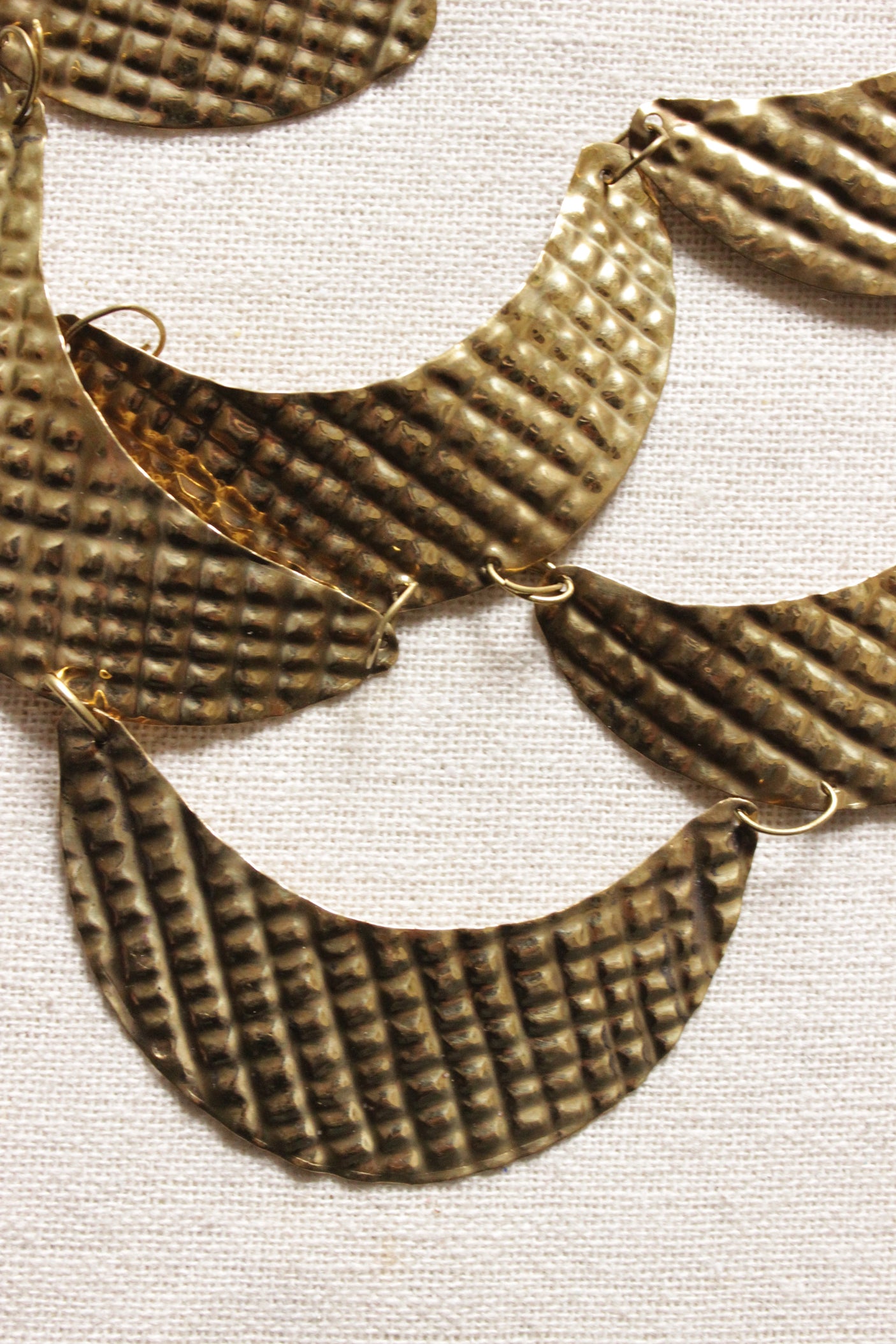 Dull Gold Finish Crescent Moon Shape Metal Charms Chain Necklace