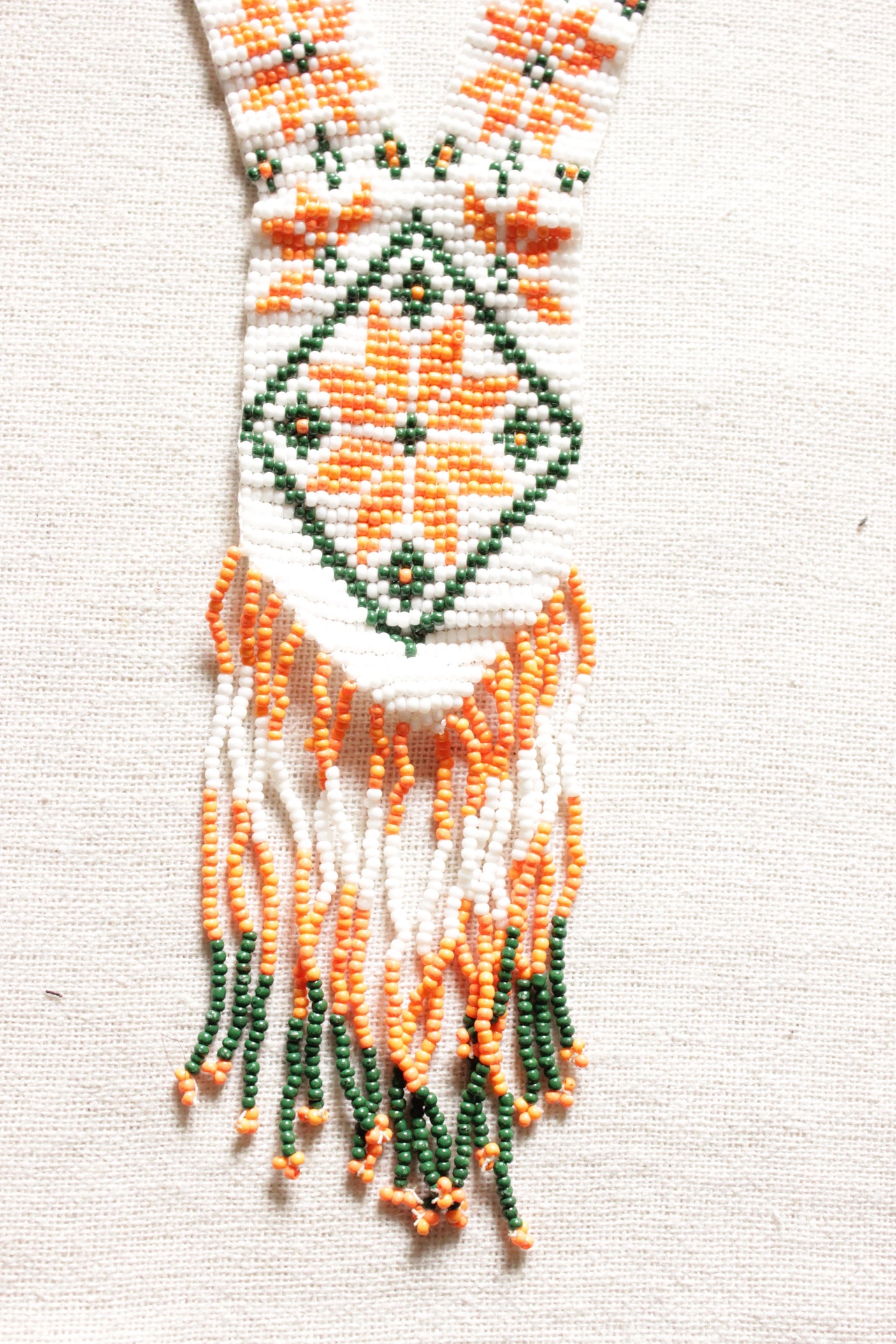 Tri-Color Handmade Long Beaded Necklace Set
