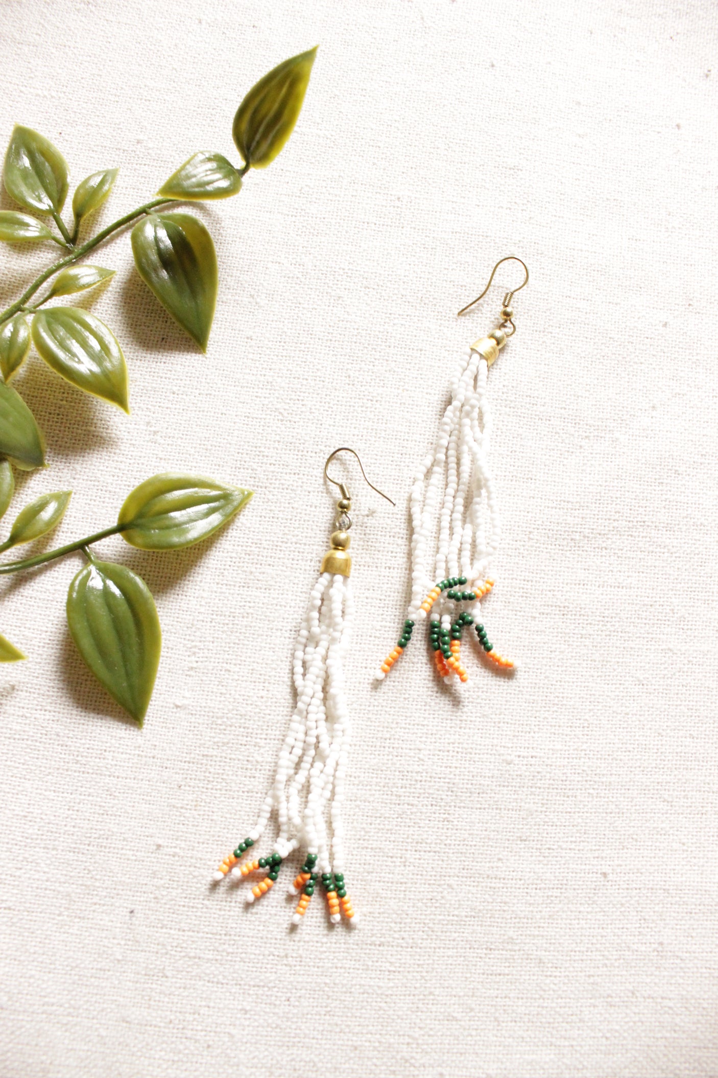 Tri-Color Handmade Long Beaded Necklace Set