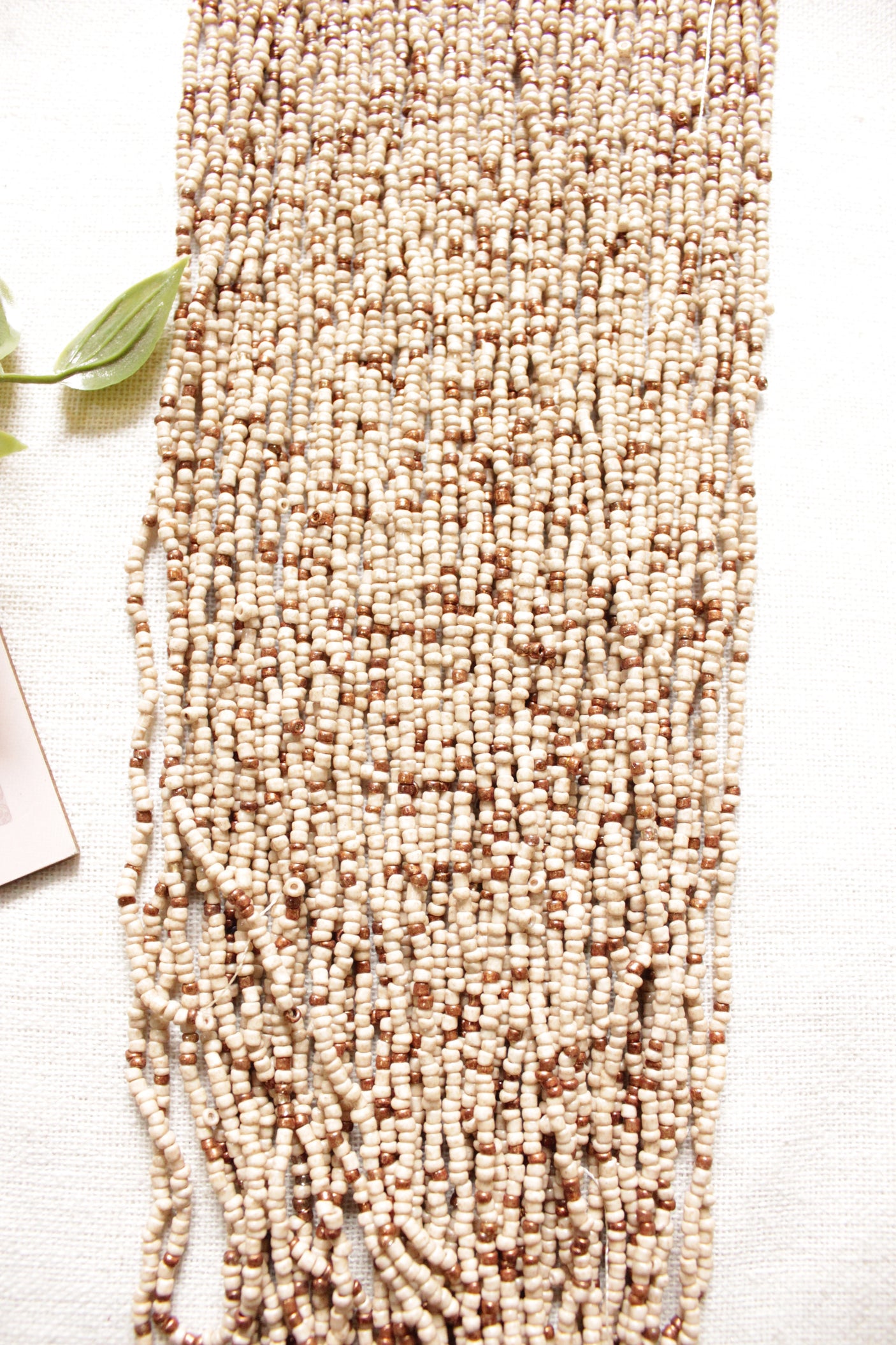 Beige and Bronze Beads Hand Braided Long Multi-Layer Choker Necklace