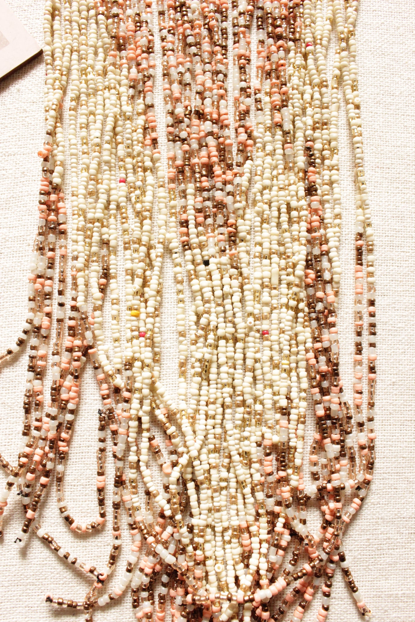 Brown and Off-White Hand Braided Long Multi-Layer Choker Necklace