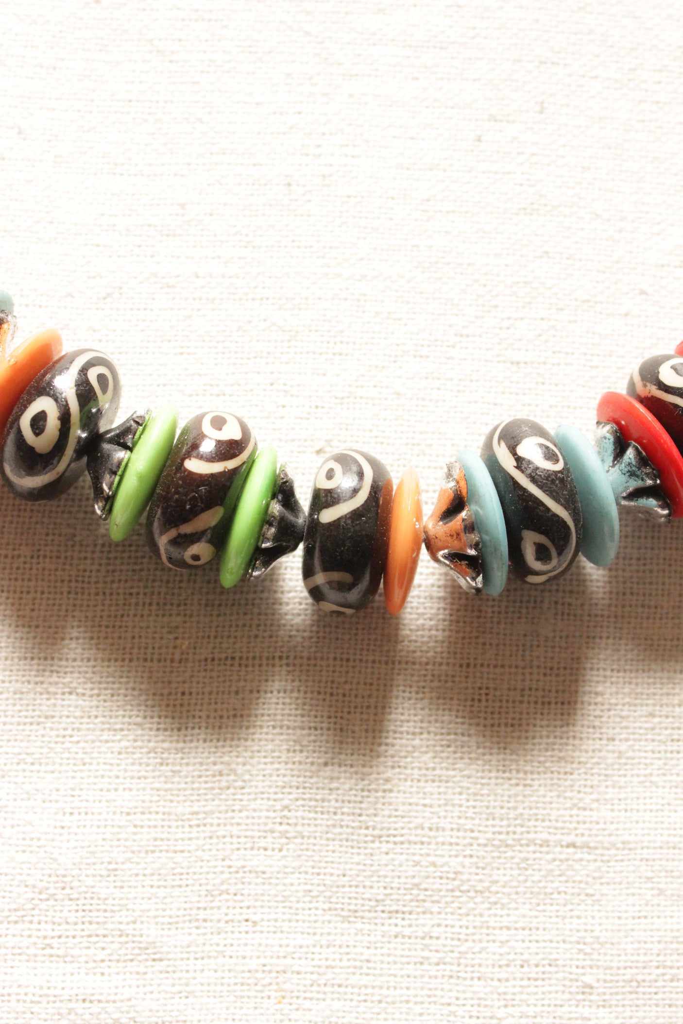 Hand Painted Black Wooden Beads Necklace Set