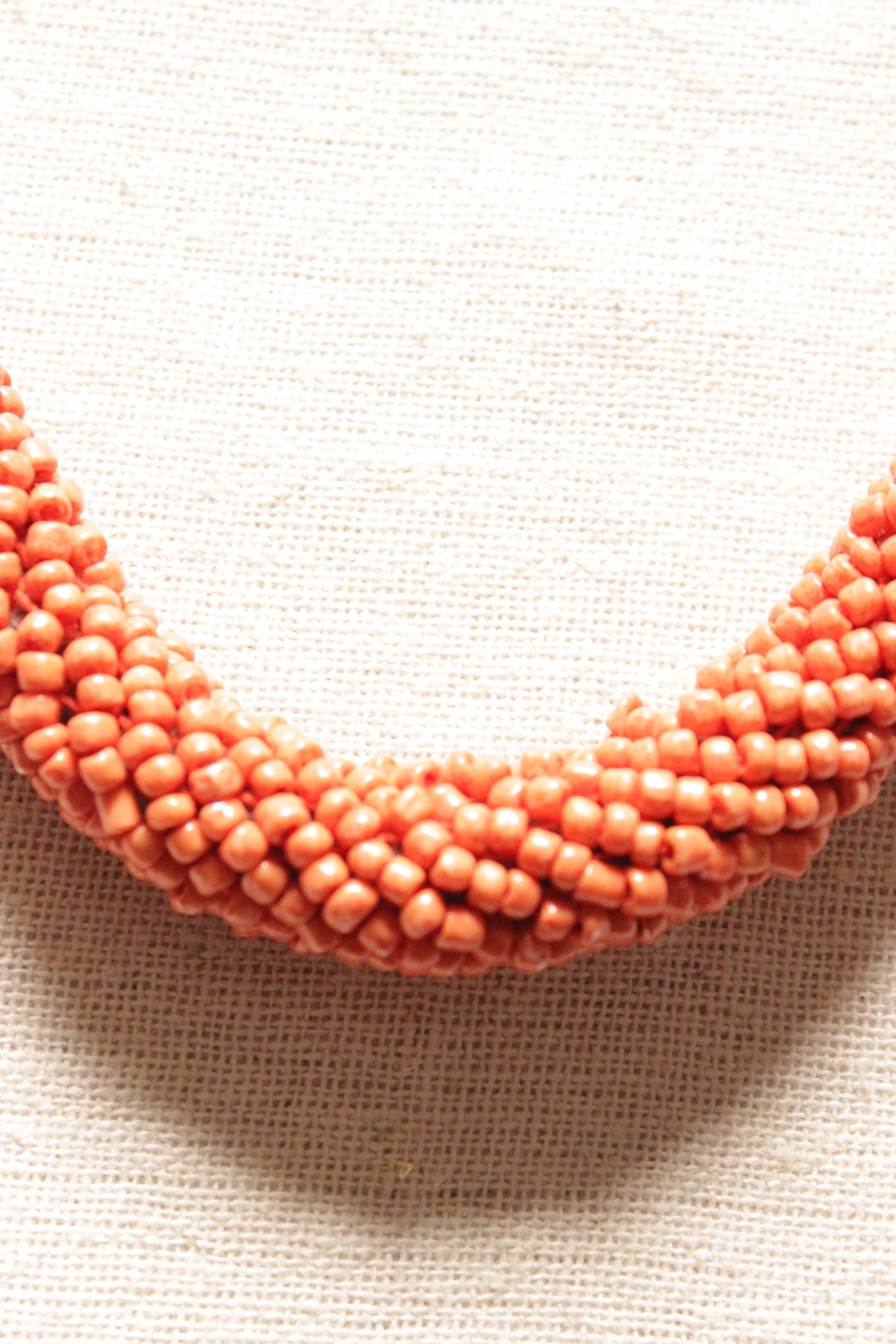 Vibrant Orange Beaded Button Closure Necklace