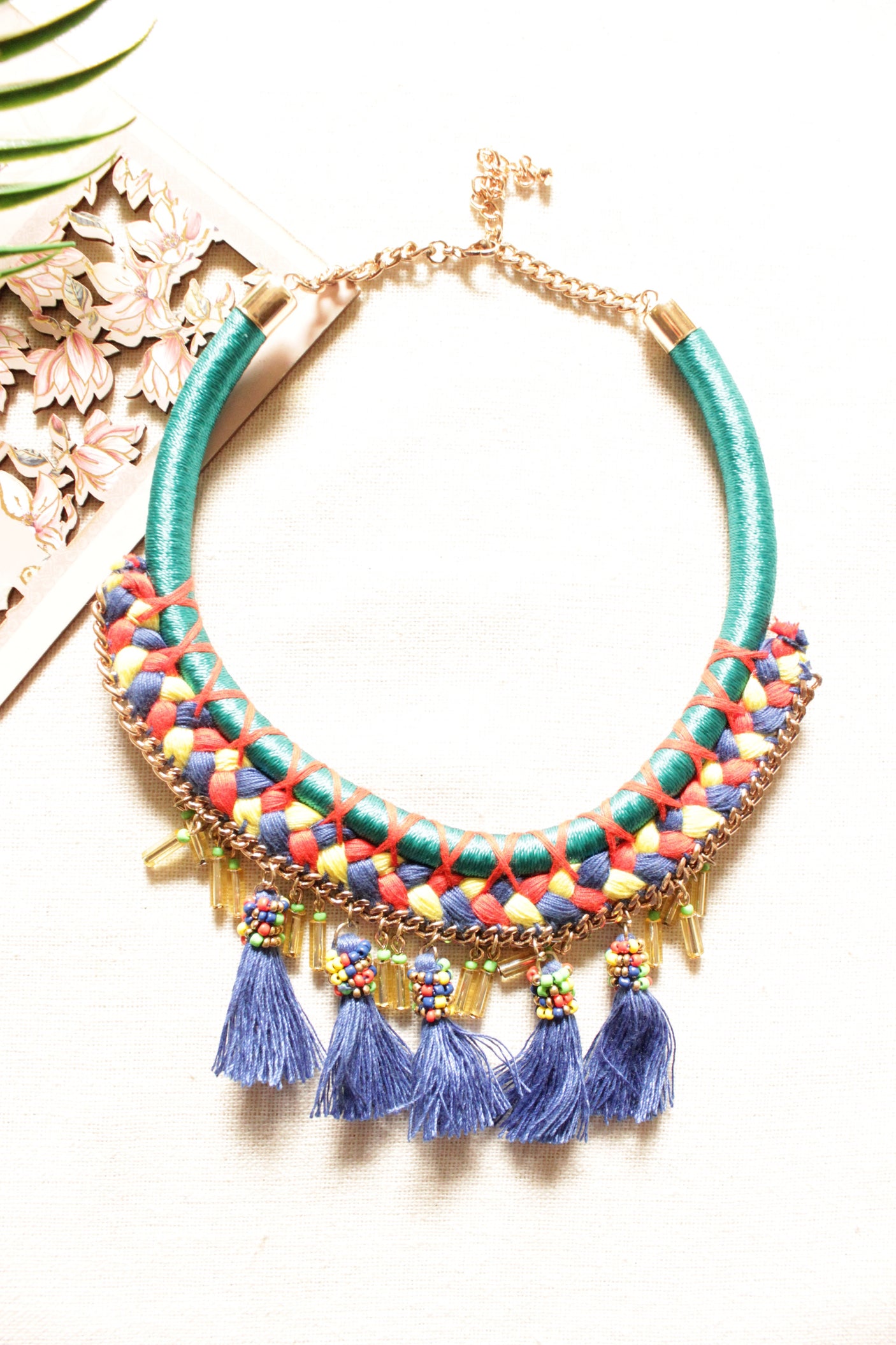 Braided Fabric Threads Handmade Boho Necklace