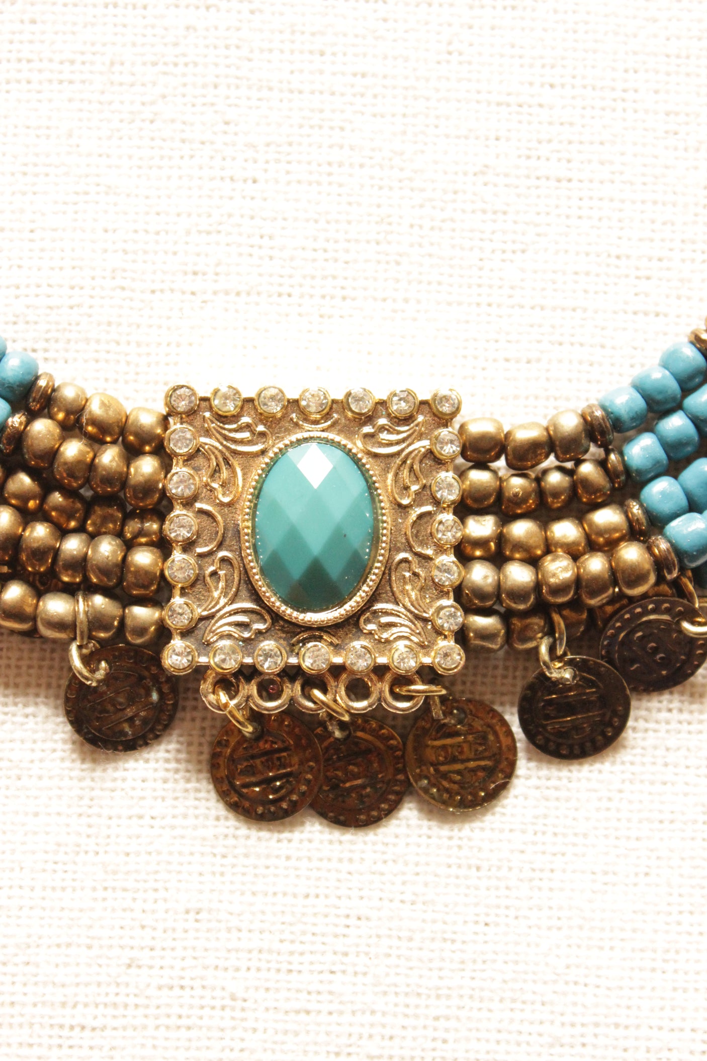 Multi-Color Acrylic and Metal Beads Braided Choker Necklace