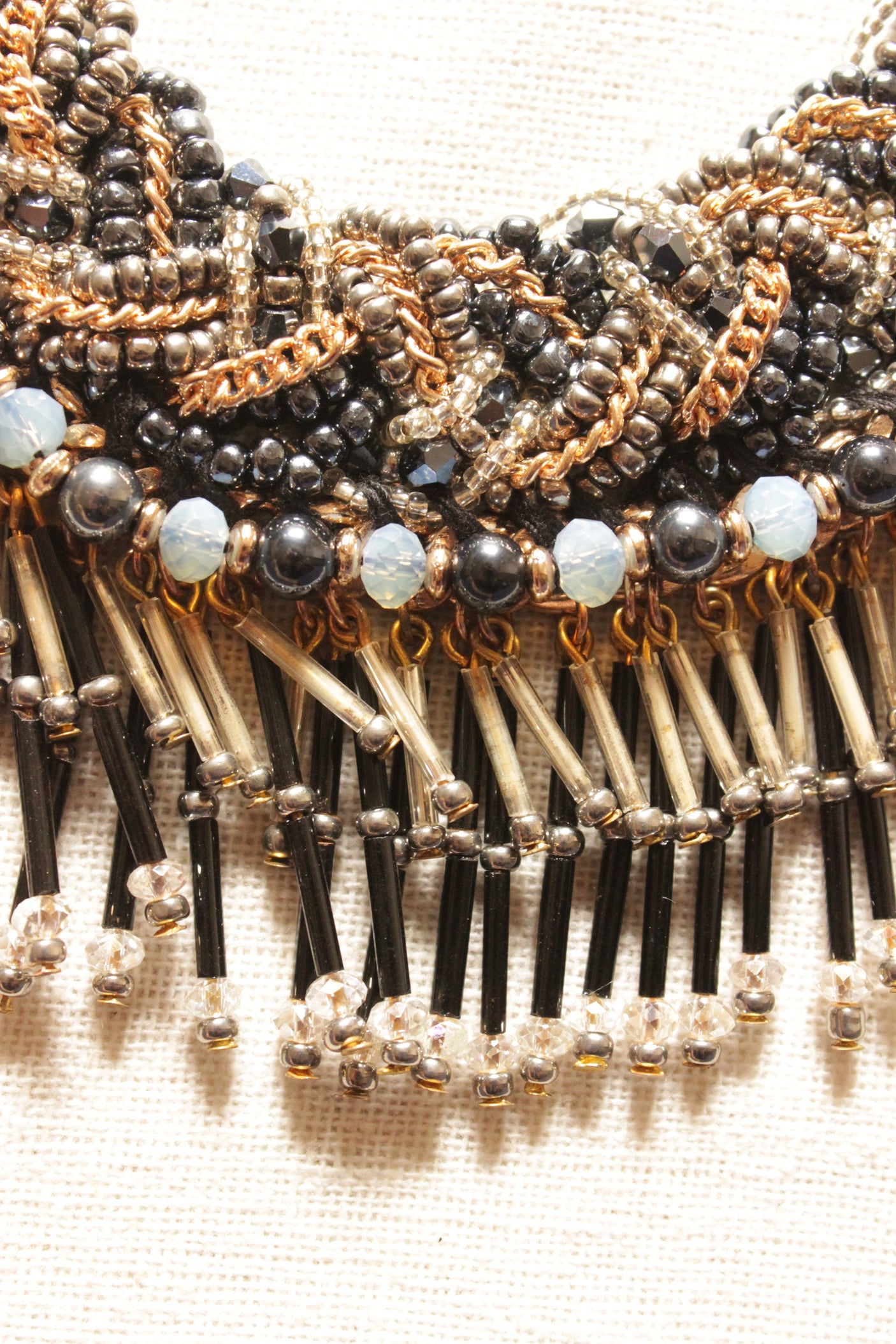 Braided Black and Bronze Beads Handmade Necklace