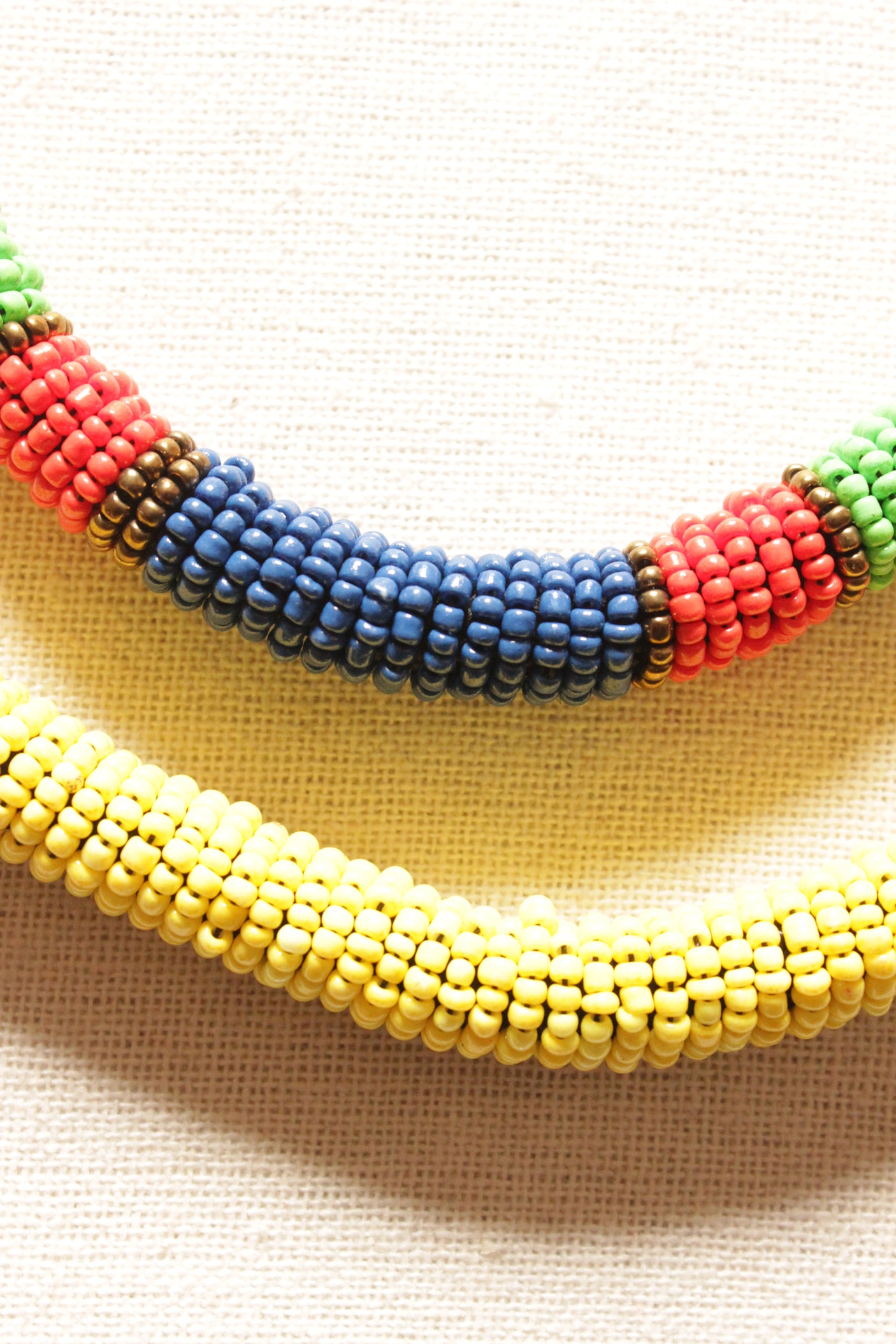 Vibrant Multi-Color Beads Hand Braided 2 Layer Necklace