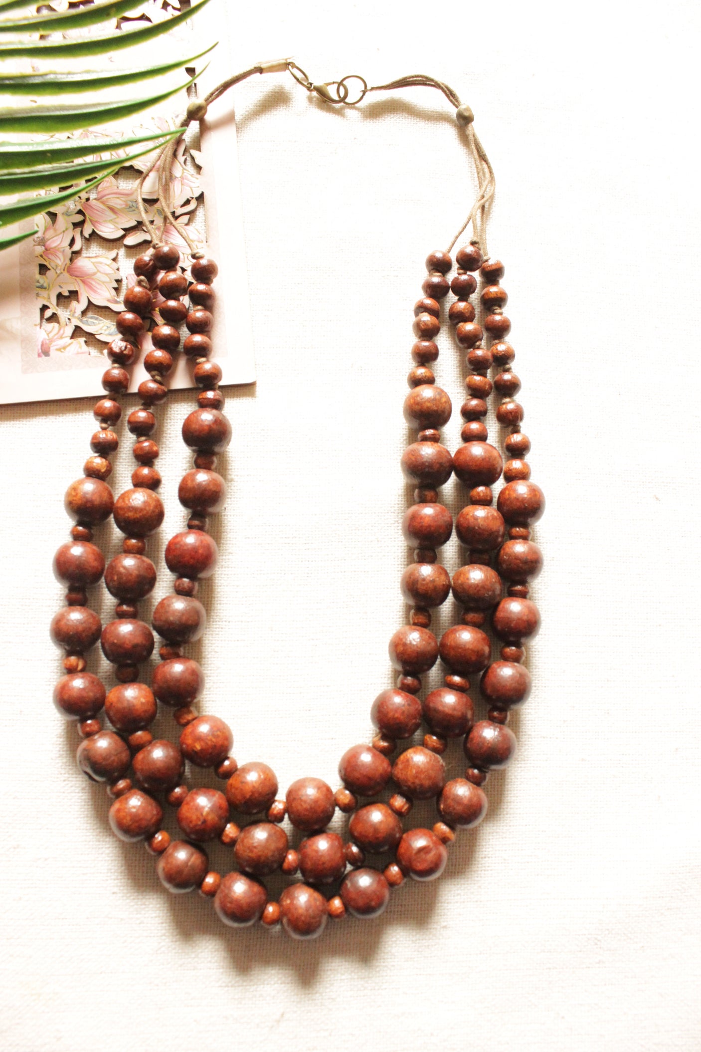 Circular Wooden Beads 3 Layer Handmade Necklace