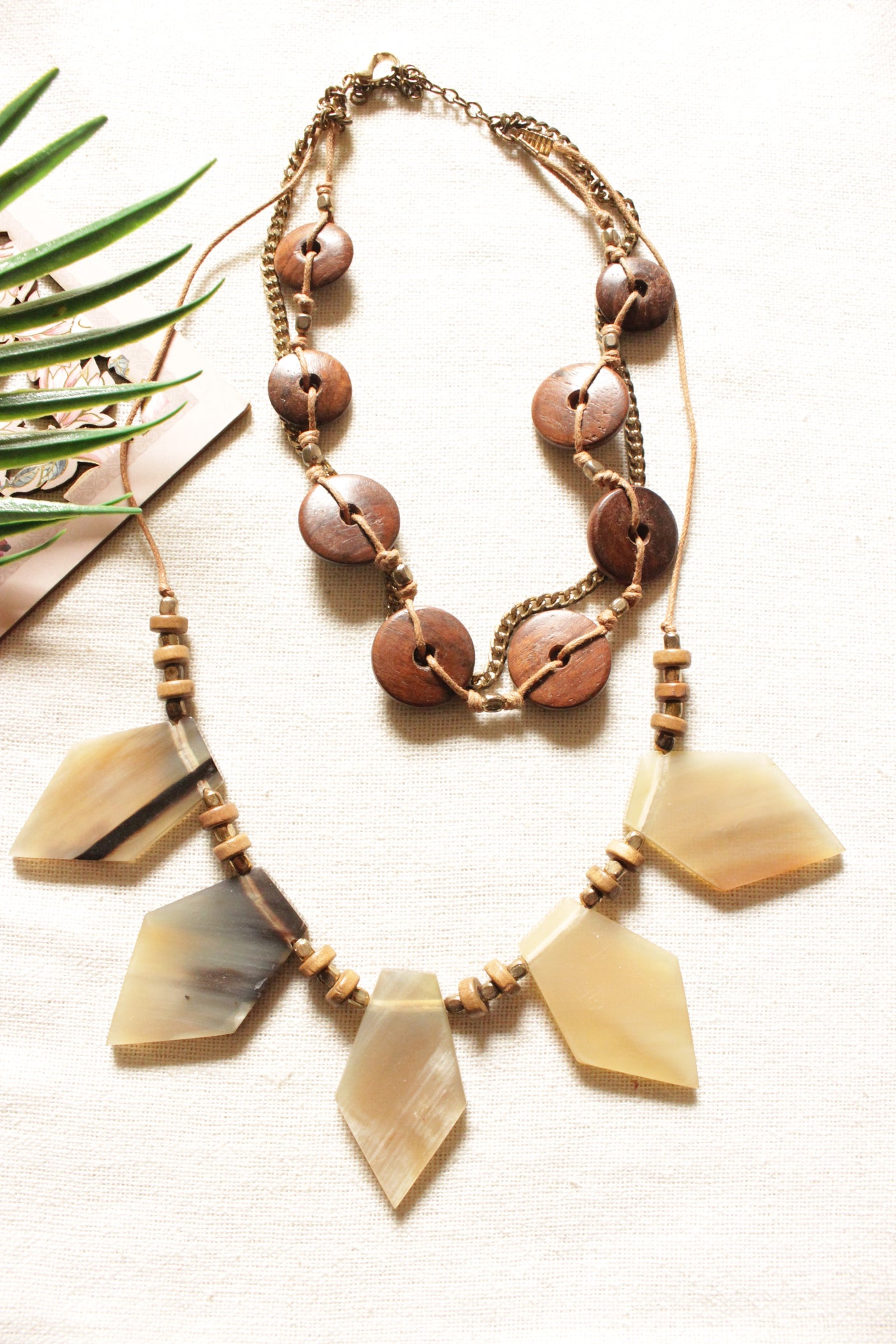 Acrylic and Wooden Work 2 Layer Handmade Necklace