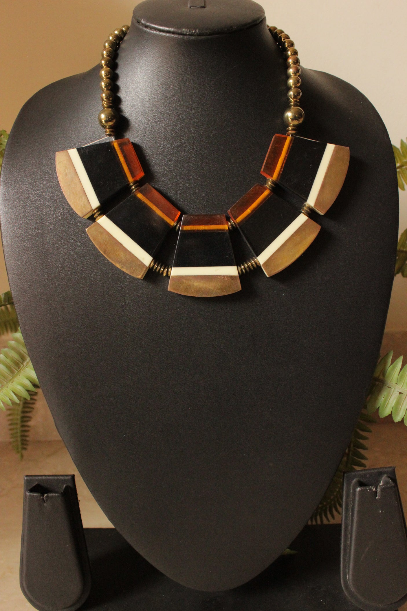 Handmade Wooden Necklace with Chain Closure