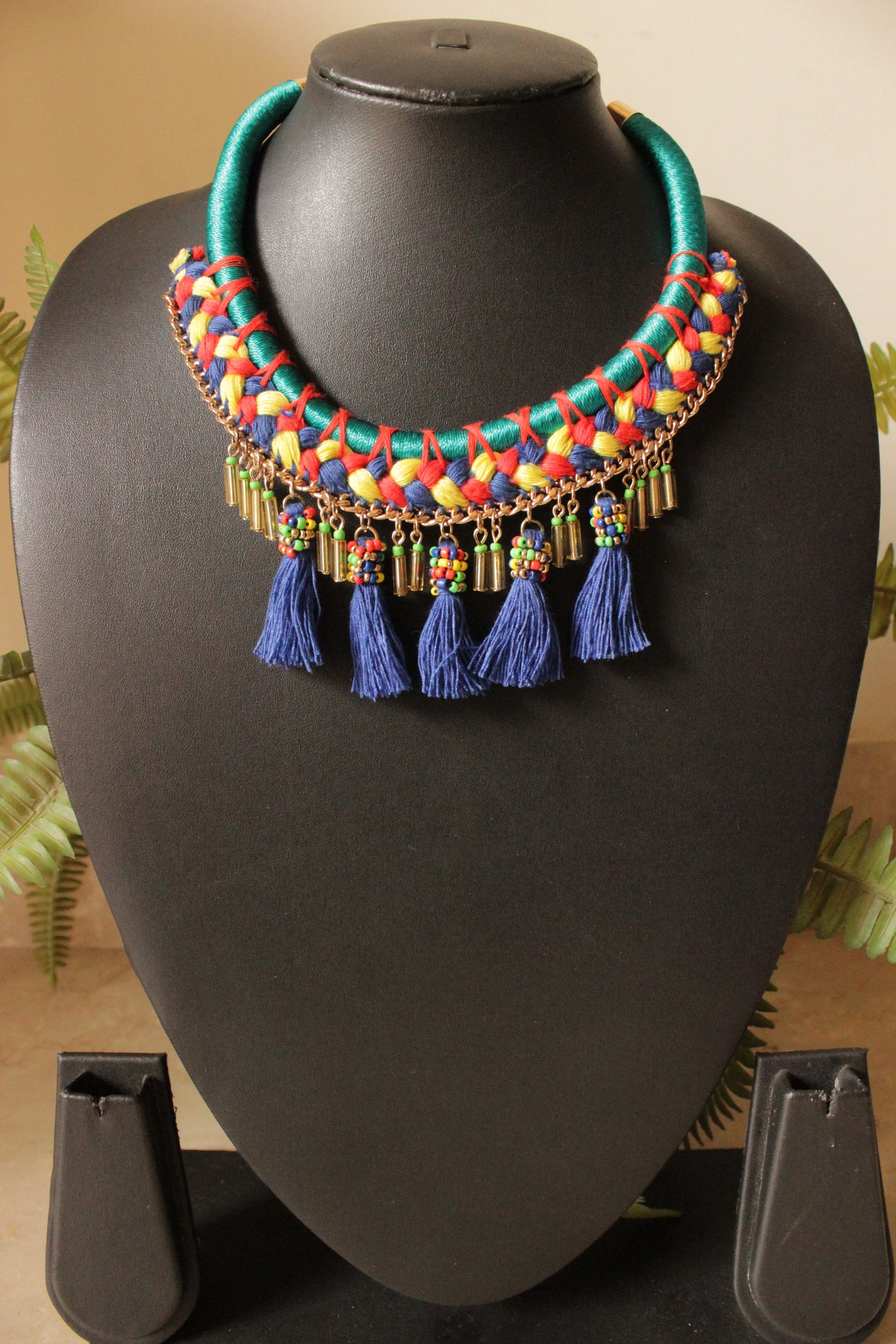 Braided Fabric Threads Handmade Boho Necklace