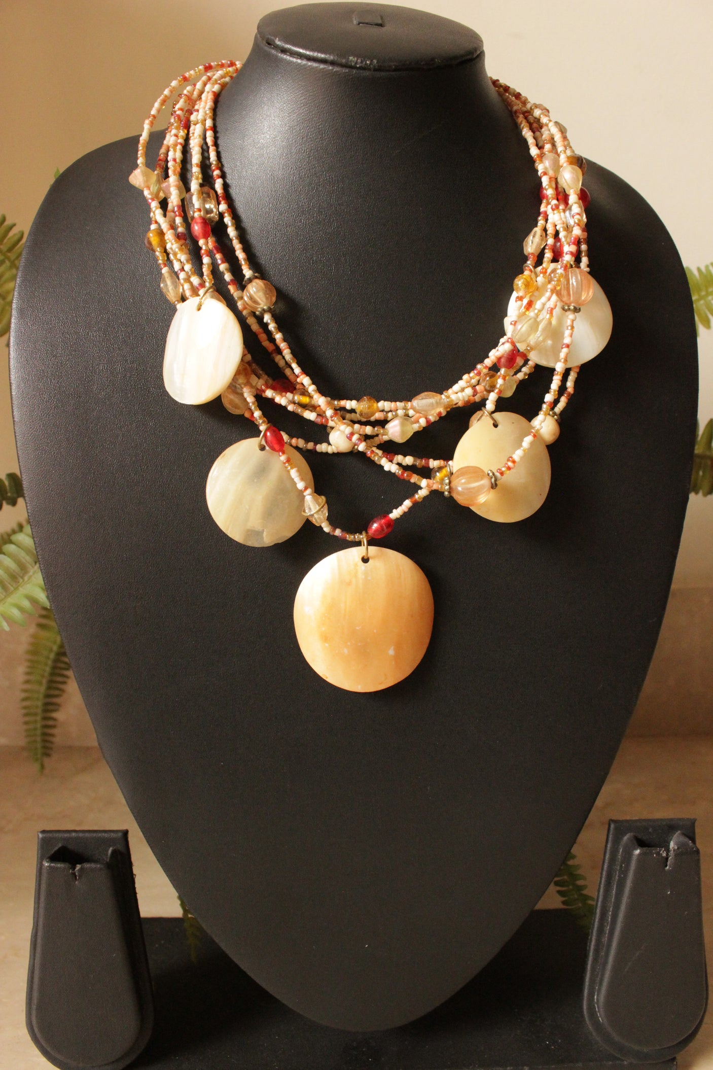 Stones and Beads Gold Toned Handmade Necklace
