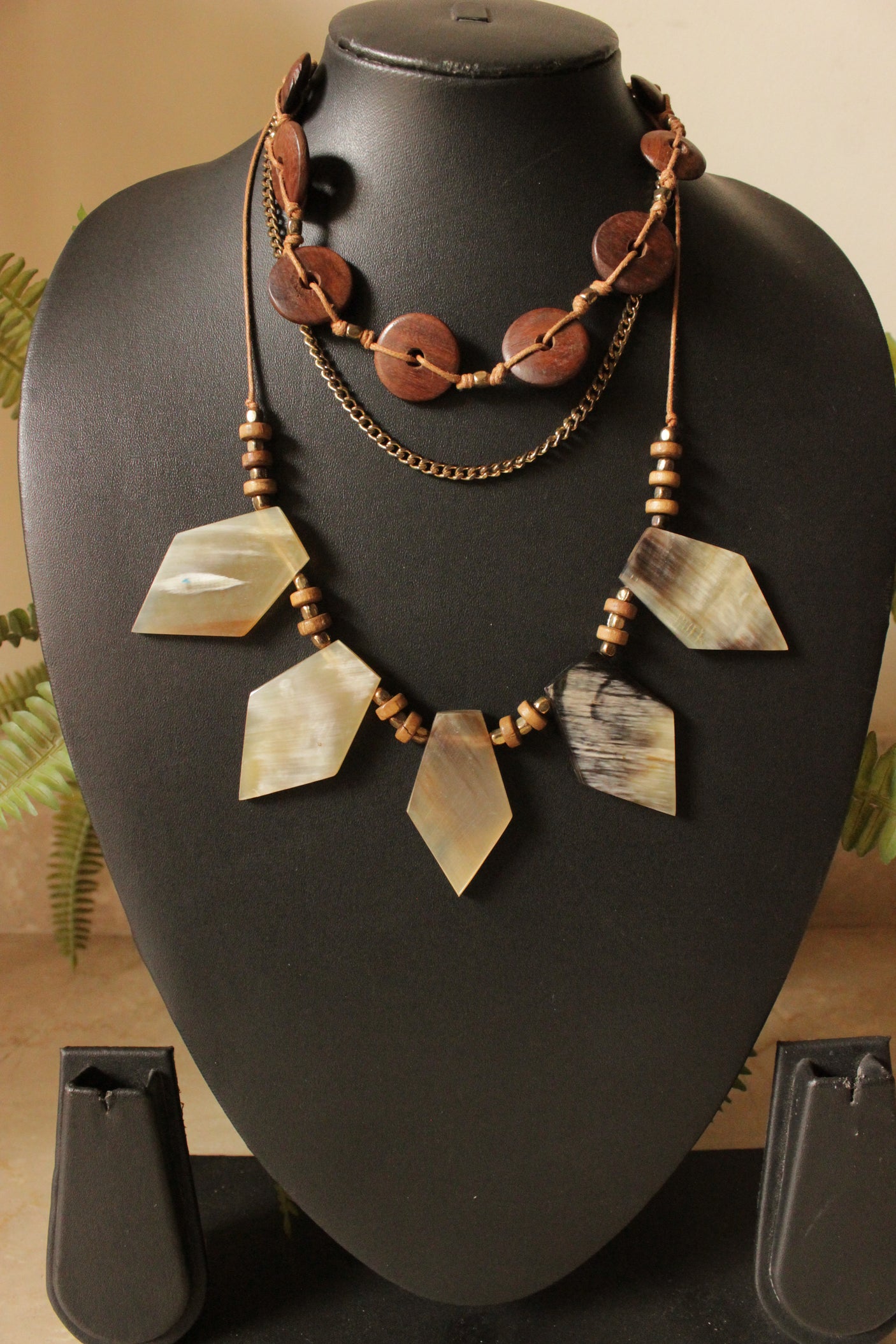 Acrylic and Wooden Work 2 Layer Handmade Necklace